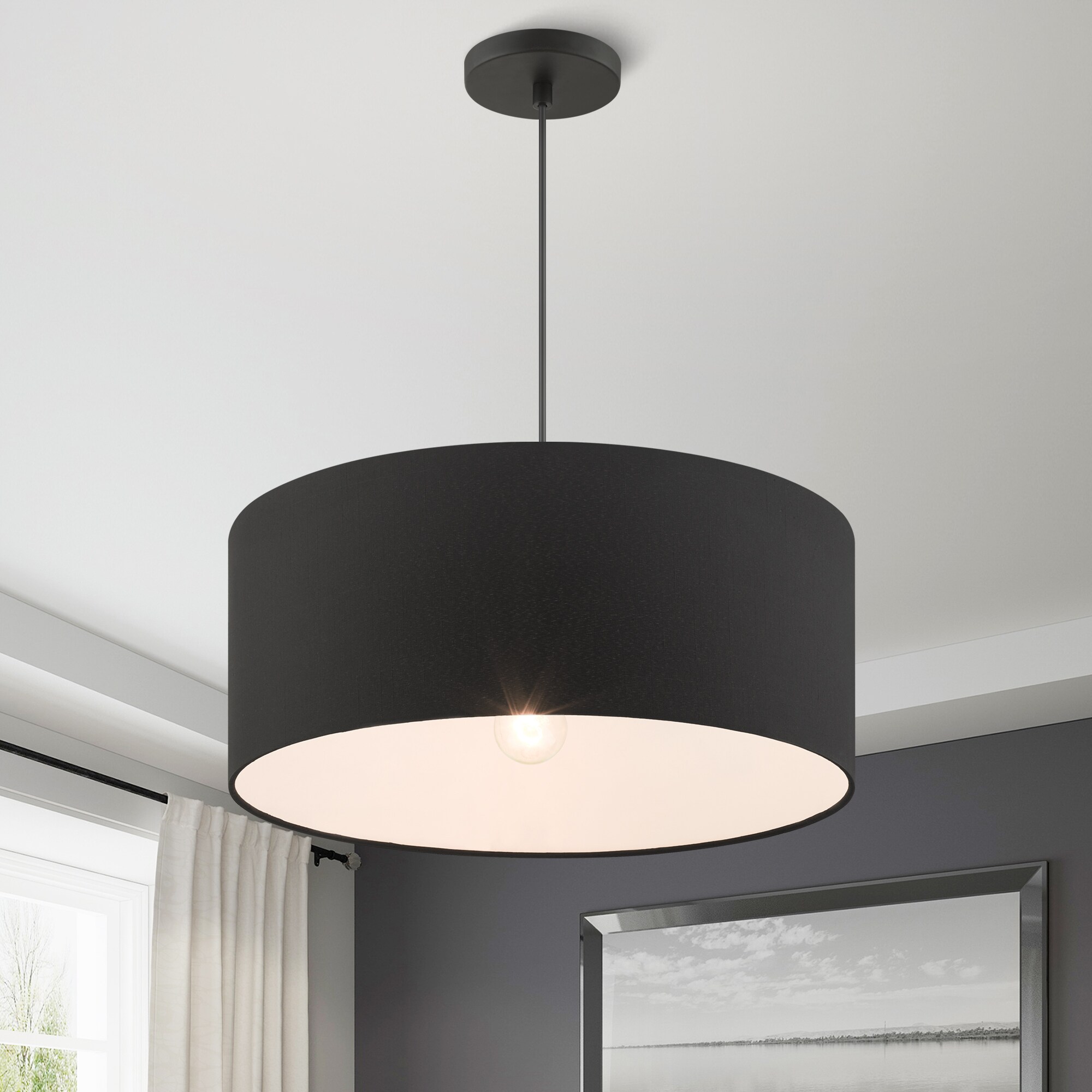 Bainbridge Matte Black Nickel 3-Light LED Drum Pendant