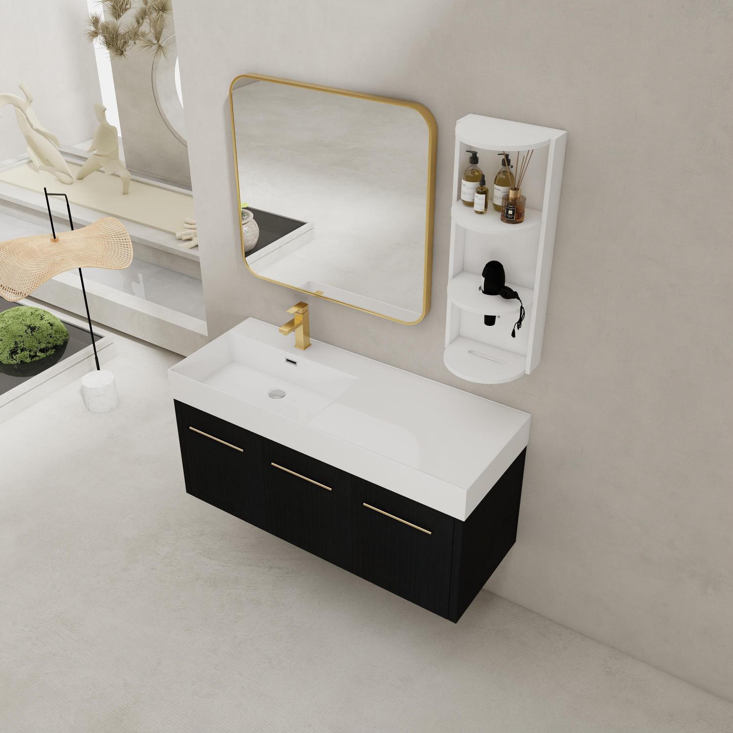 Streamdale Furniture - Streamdale 48'' Wall-Mount Vanity Resin Left Basin KD-Package