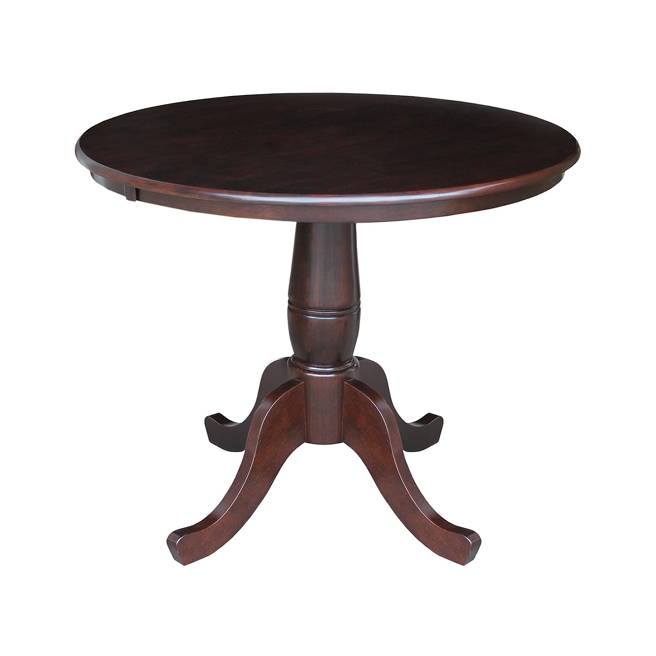 International Concepts K15-36RT Rich Mocha Round Traditional Dining Table, Wood with Rich Mocha Wood Pedestal Base 36-in L x 28.9-in H
