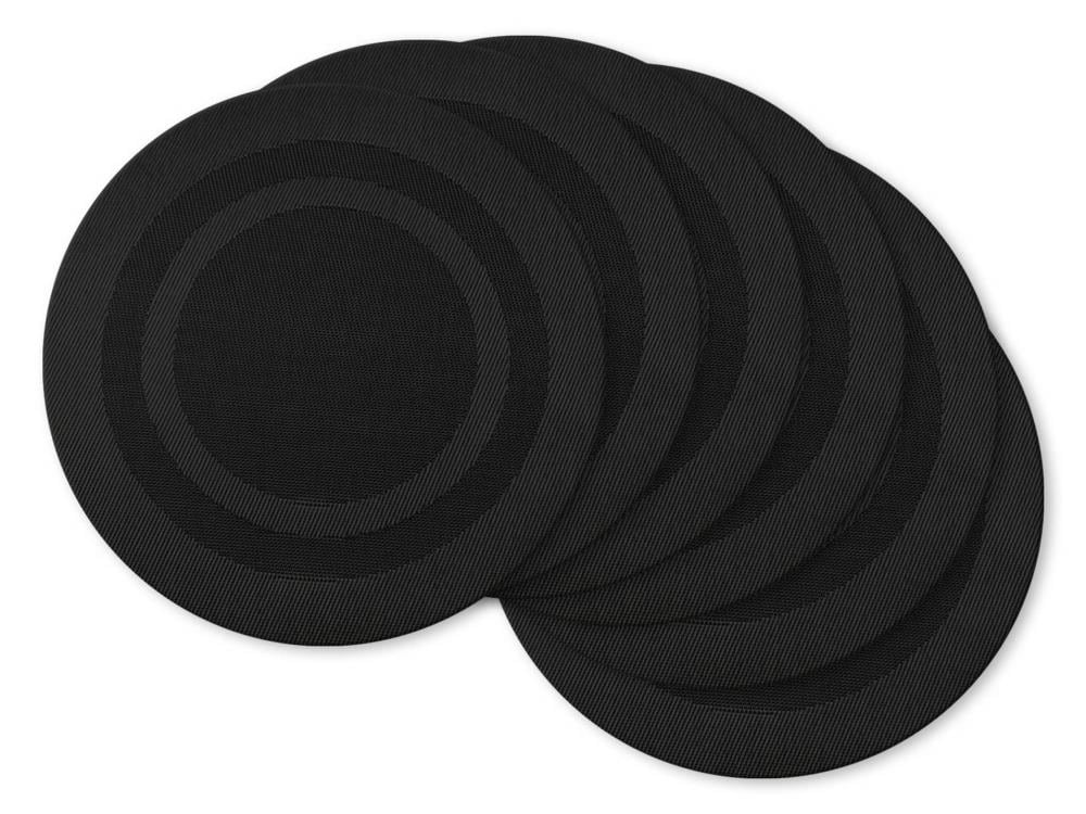 DII Black Round PVC Doubleframe Placemat (Set of 6)