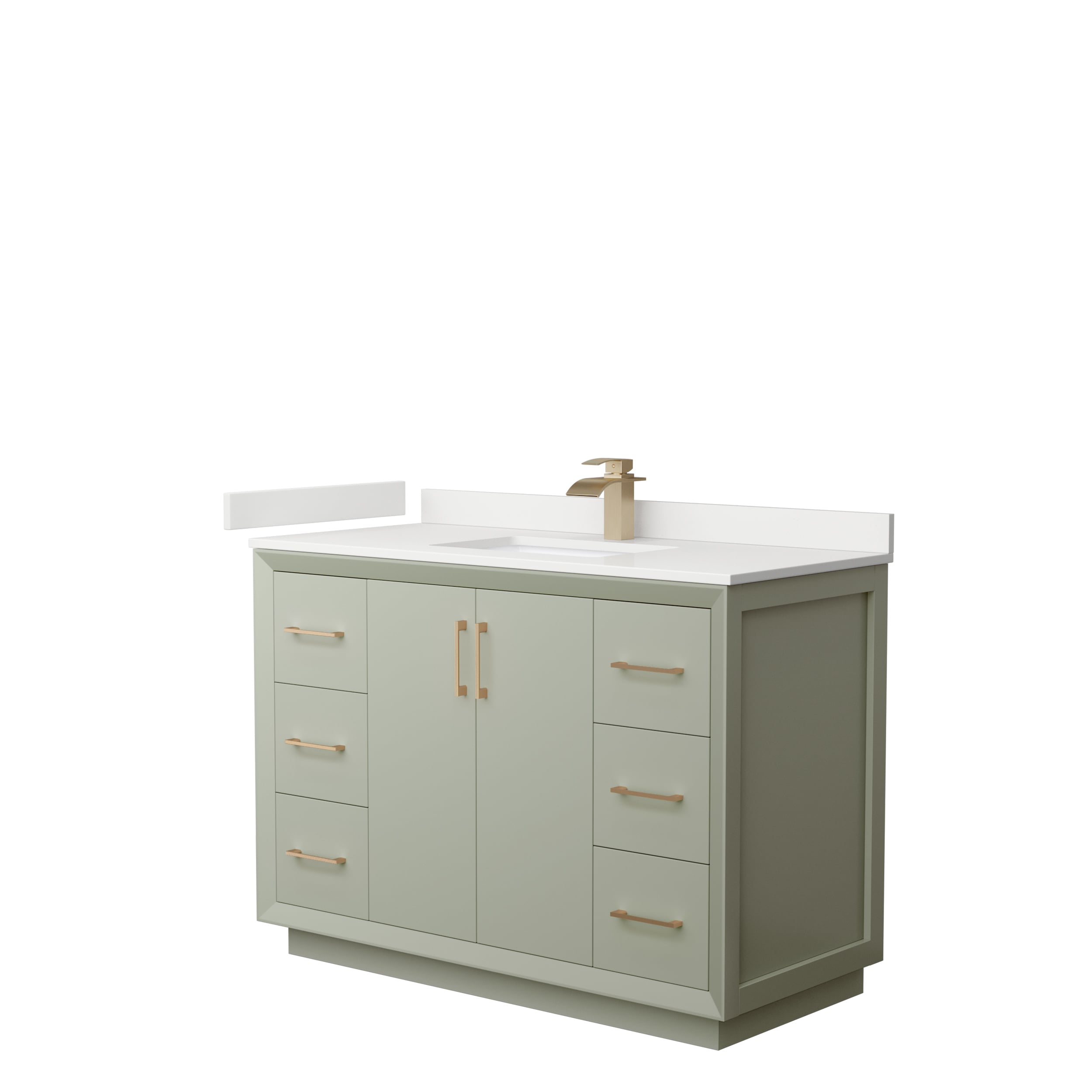 Wyndham Collection WCF414148SLZWQUNSMXX Strada 48-in Light Green Undermount Single Sink Bathroom Vanity with White Quartz Quartz Top