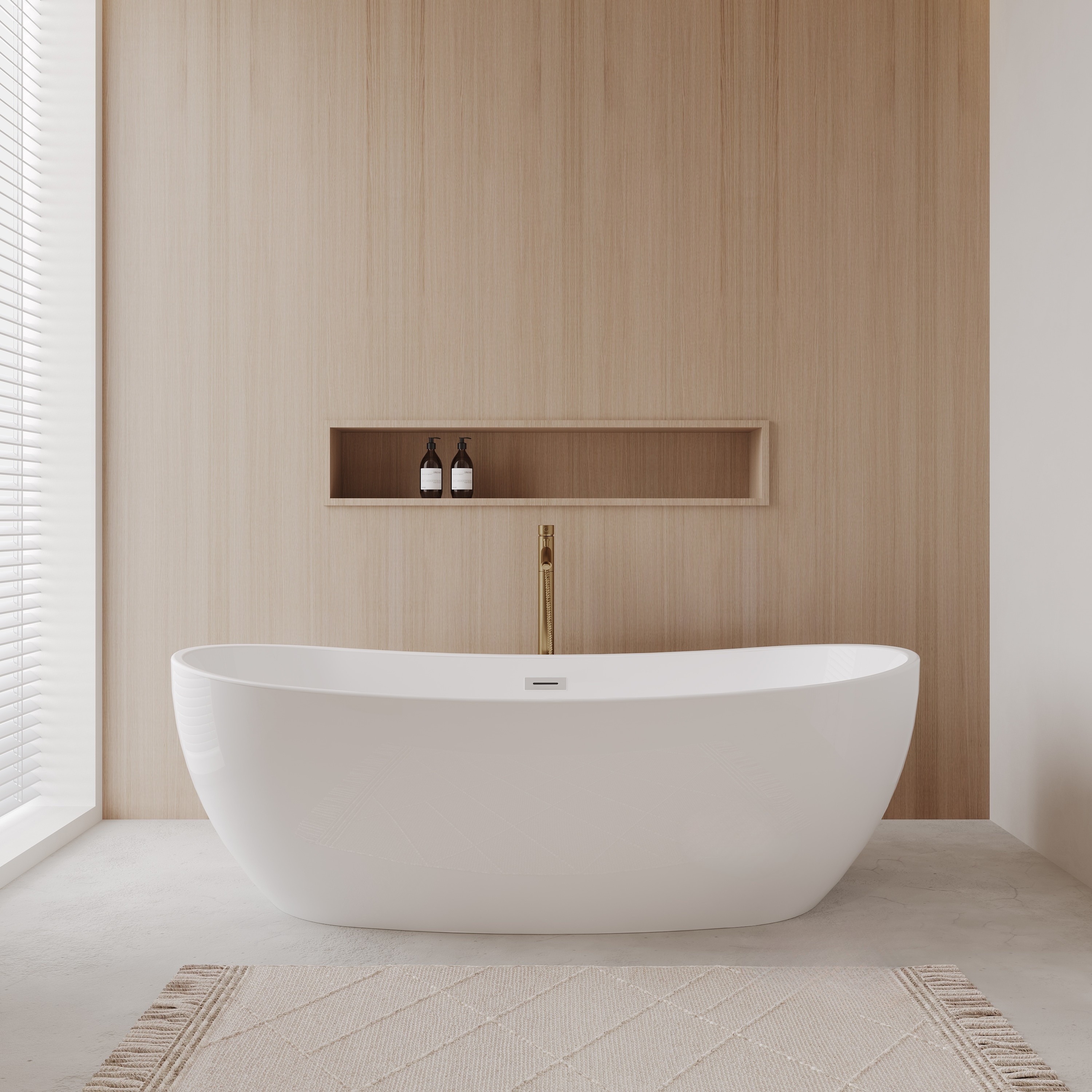 Wyndham Collection - Rebecca 32-in x 70-in White with Polished Chrome Trim and Brushed Gold Fauce...