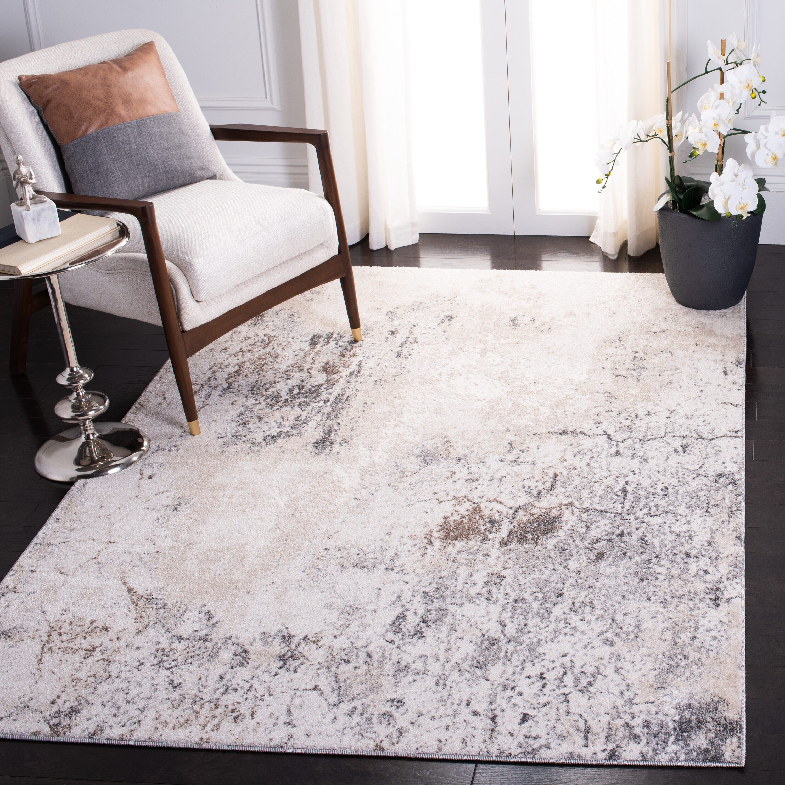 Aston 708A Ivory/Grey 4ft x 6ft Small Rectangle Rug