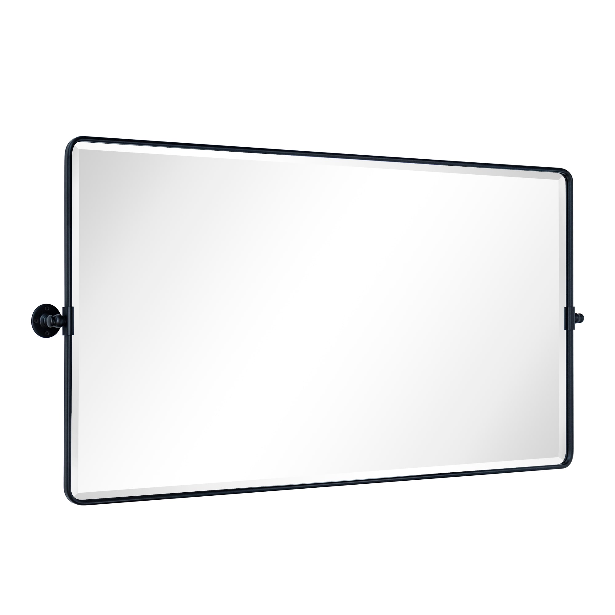 TEHOME GC-00436 54-Inches x 28-Inches Beveled Rectangle Tilting Bathroom Vanity Mirror ( Matt Black )