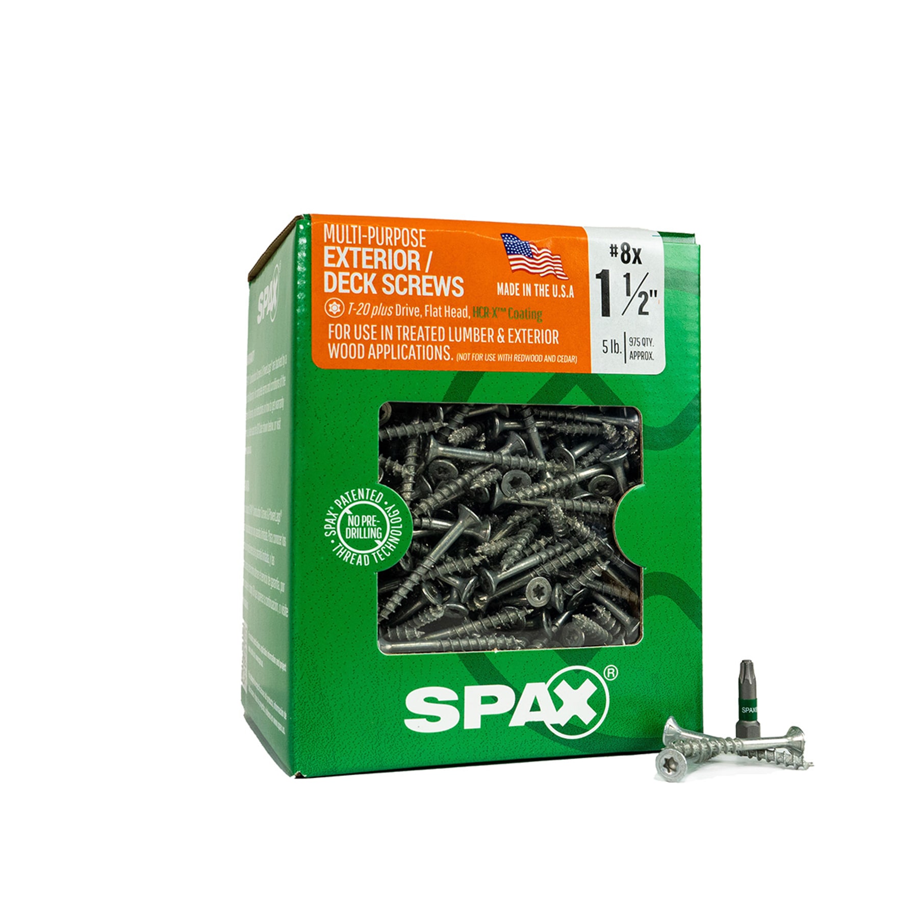 SPAX 4191670400407 Multi-Material #8 x 1-1/2-in Double-barrier Exterior Wood screws ( 975 -Per Box )