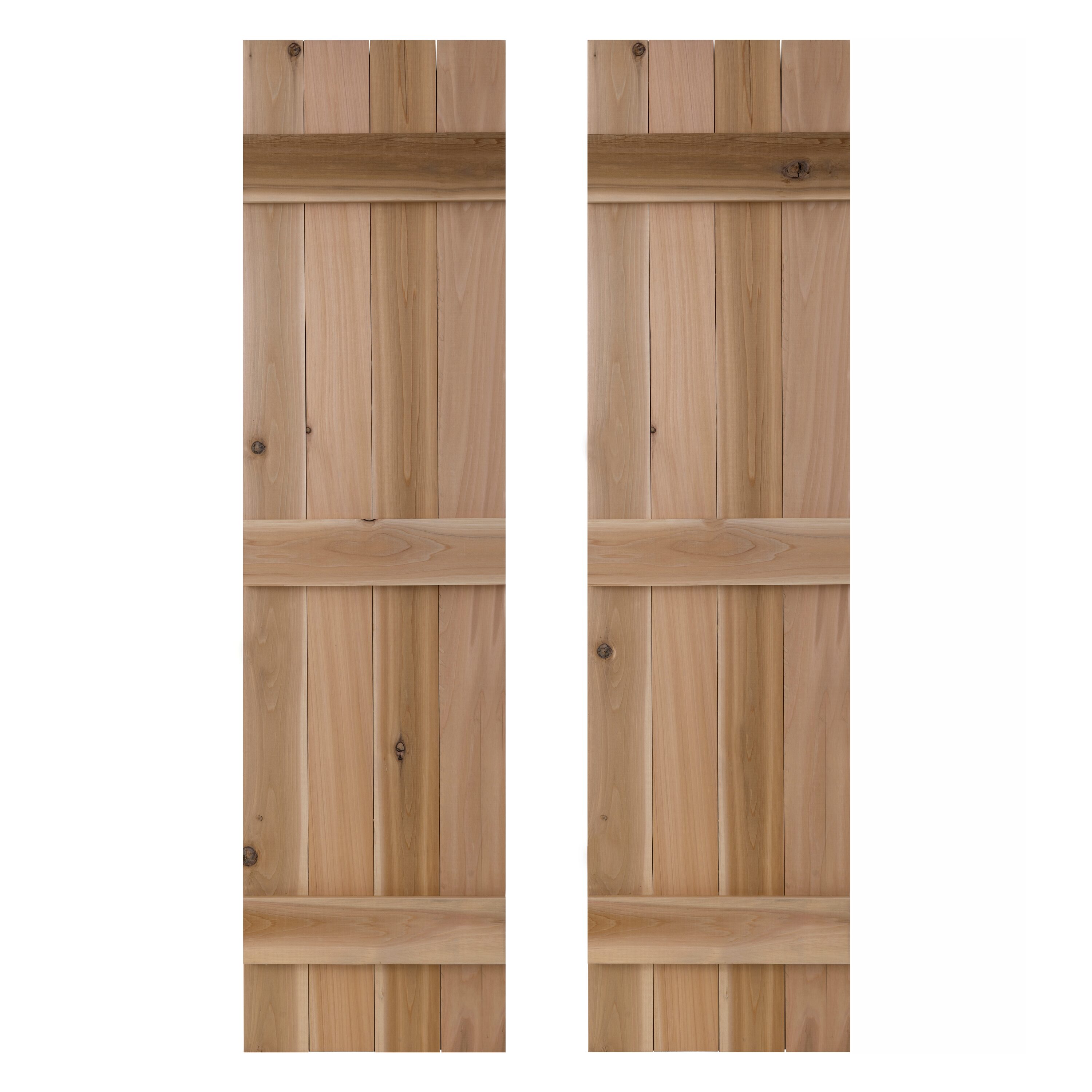 Dogberry WTRAD1460BLNDDOUB 14-in W x 60-in H Dirty Blonde Board and batten End batten Wood Exterior Shutters ( 1 -Pack )