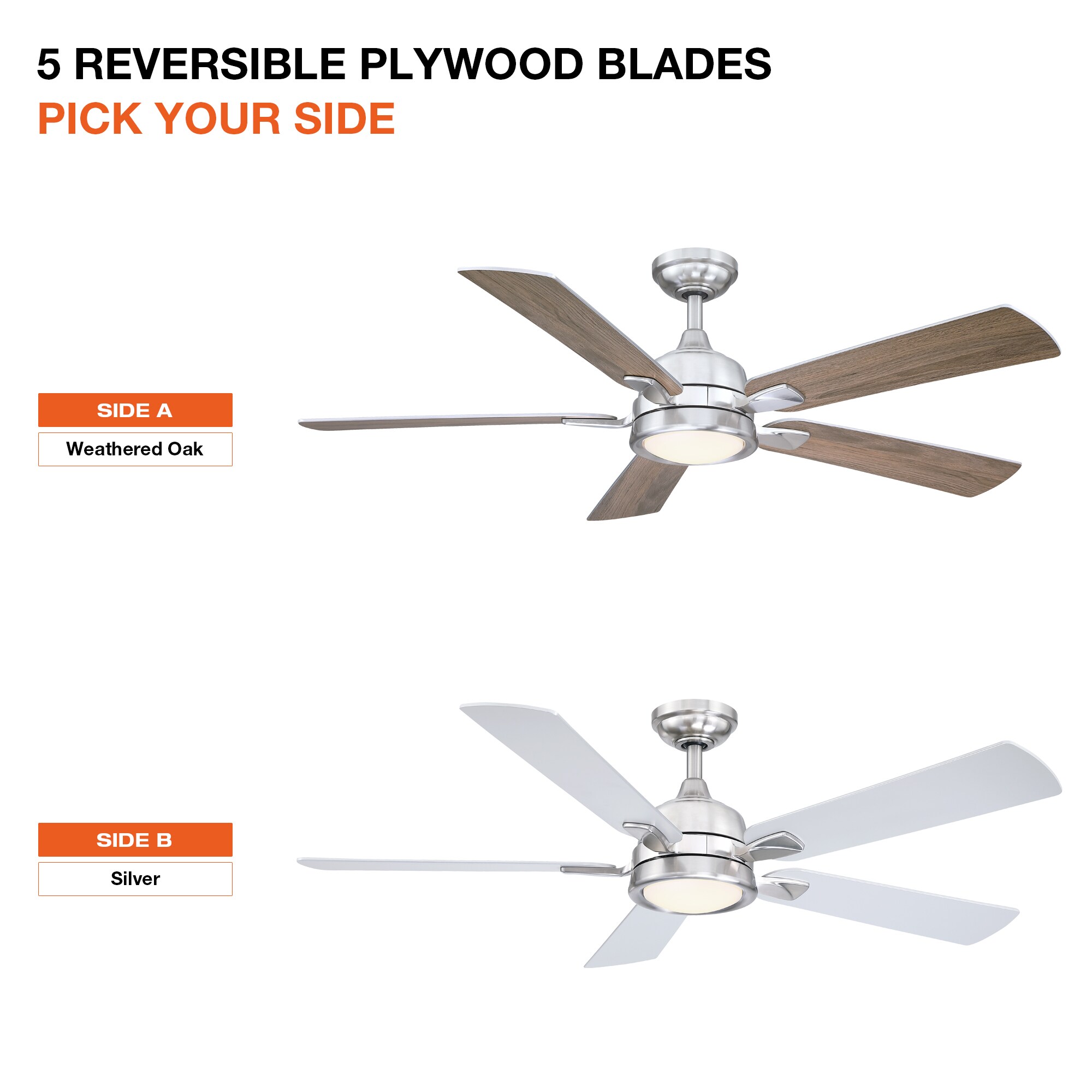 Parrot Uncle 46-in Weathered oak LED Indoor Ceiling Fan with Remote (4-Blade)