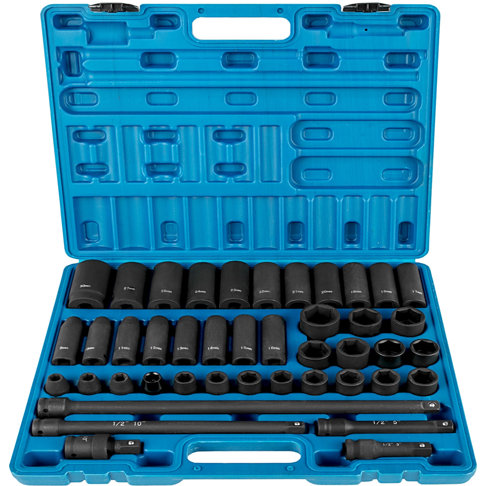 VEVOR CJTT43PC12INZJ001V0 Impact Sockets Set 43 -Piece Standard (SAE) Set Drive Set 6-point Impact Socket Set
