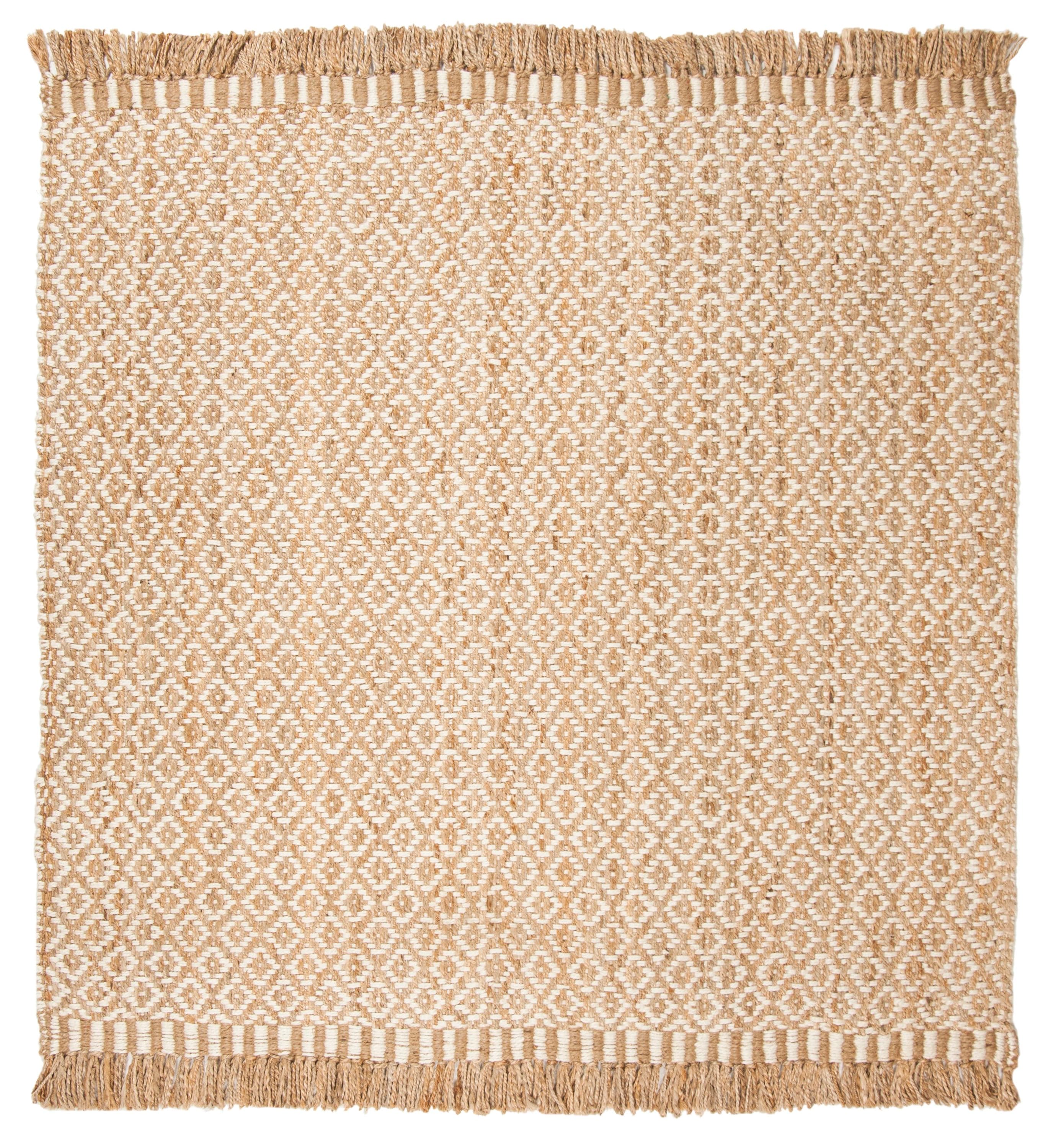 Safavieh NF182A-7SQ Natural Fiber Buxton 7 x 7 (ft) Jute Natural/Ivory Square Indoor Geometric Coastal Area rug