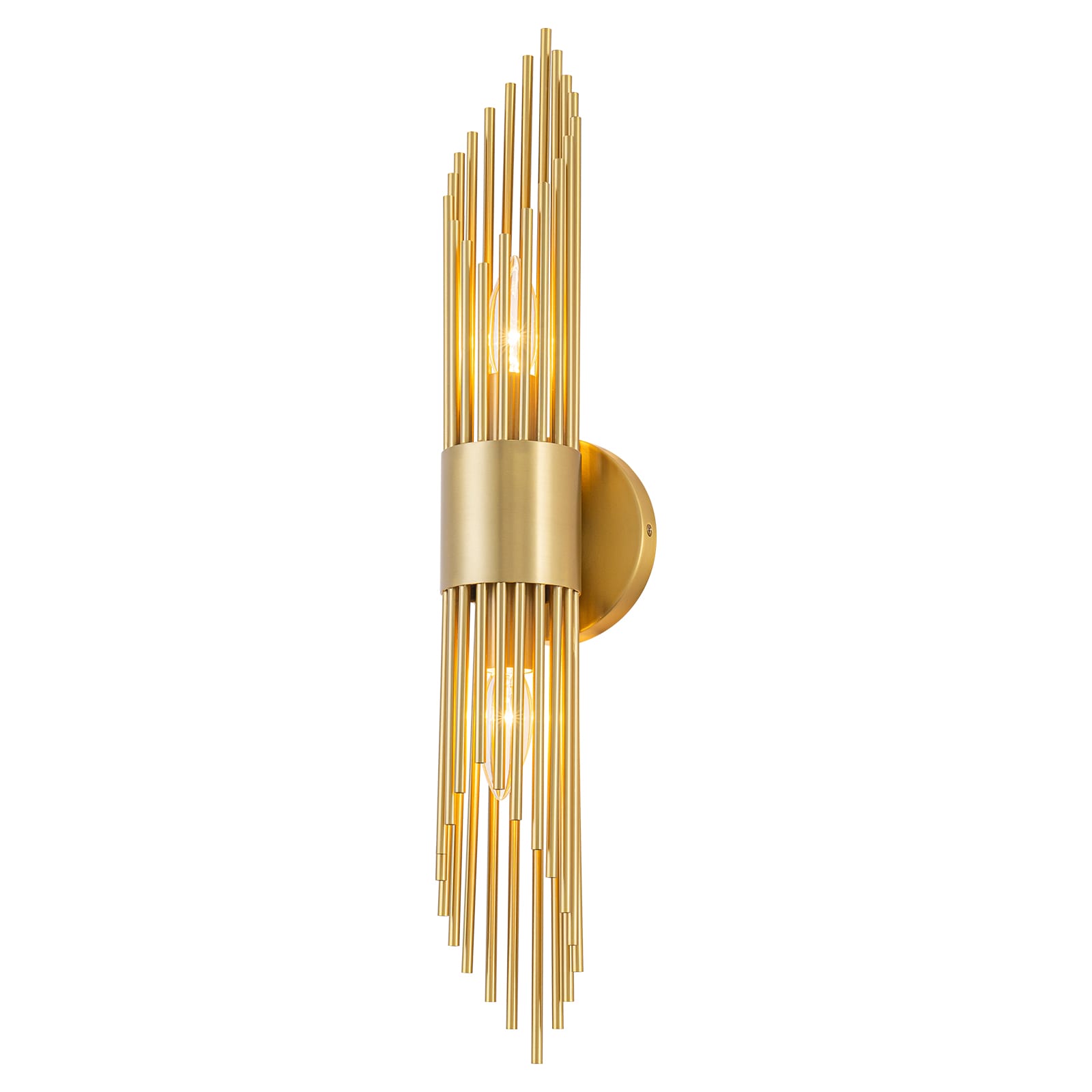 MENCOLULU Double-Light Linear Brushed Gold Vertical Slat Wall Lighting 4.72-in W 2 -Light Gold Transitional Wall Sconce