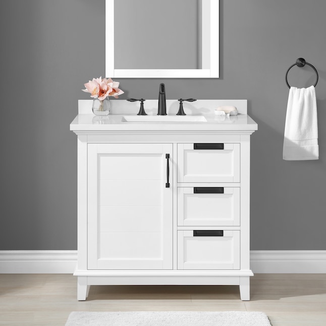 allen + roth Clarita 36-in White Undermount Single Sink Bathroom Vanity ...
