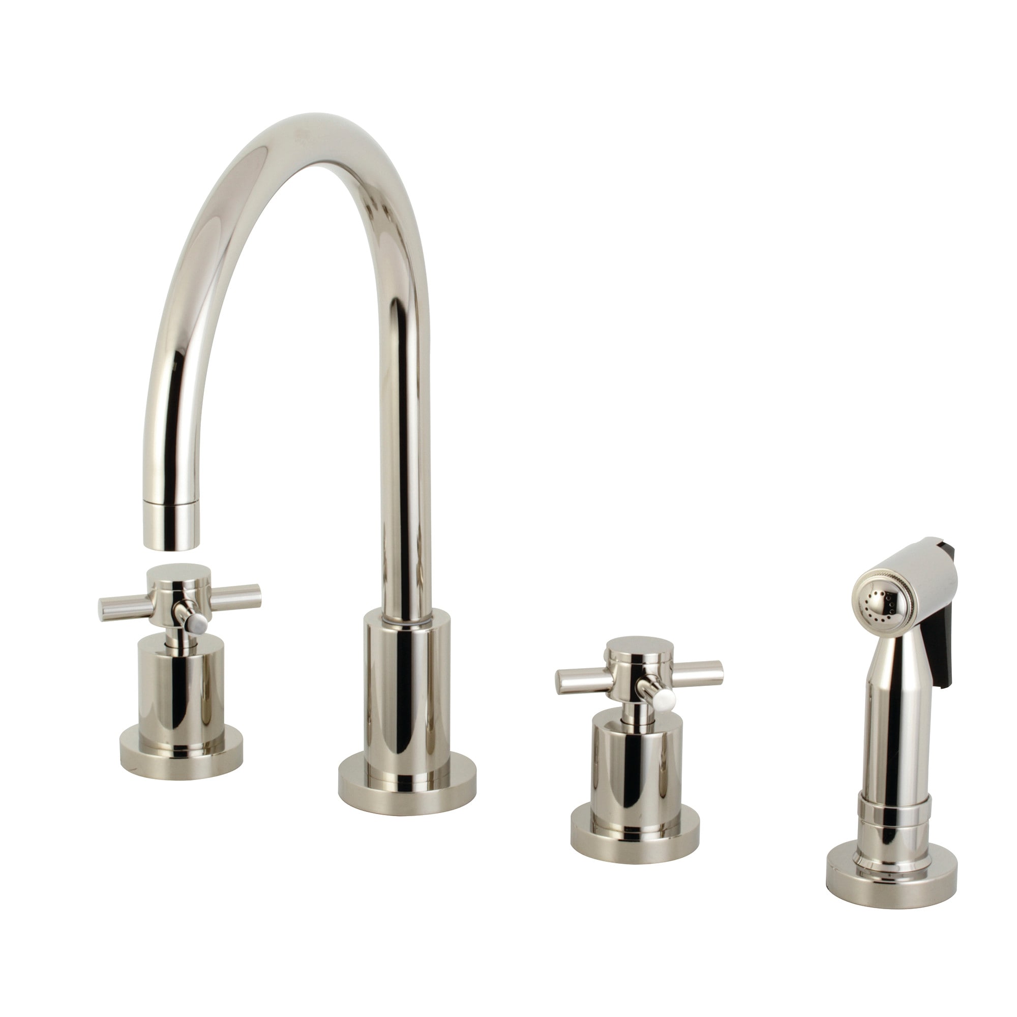 Kingston Brass WLKS8726DXBS Concord Polished nickel Double Handle Deck-mount Kitchen Faucet with Sprayer ( Side Sprayer Included )