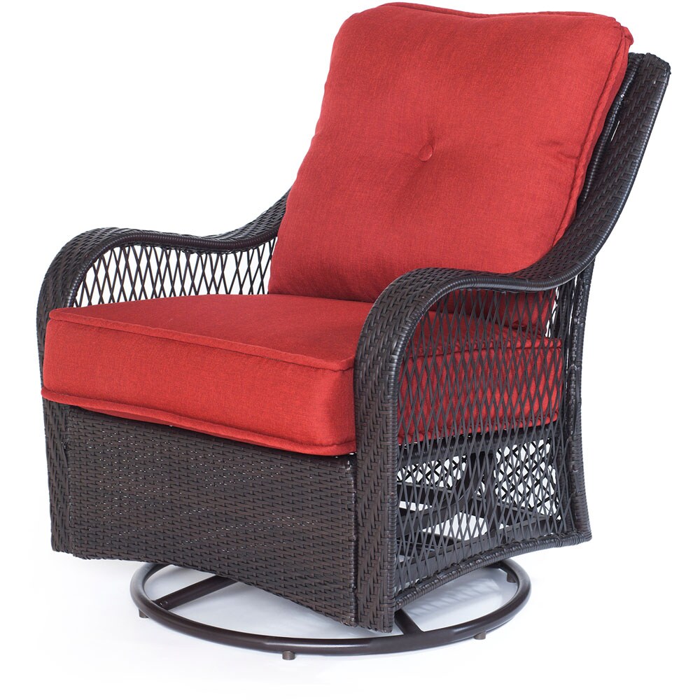 Hanover Orleans 3-Piece Wicker Patio Conversation Set with Red Cushions ...