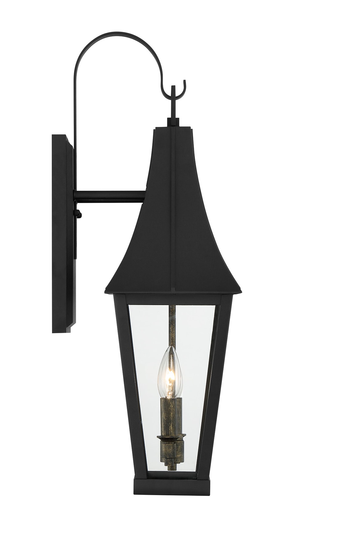 Chateau Grande Black and Gold 2-Light Outdoor Wall Sconce with Glass Shade
