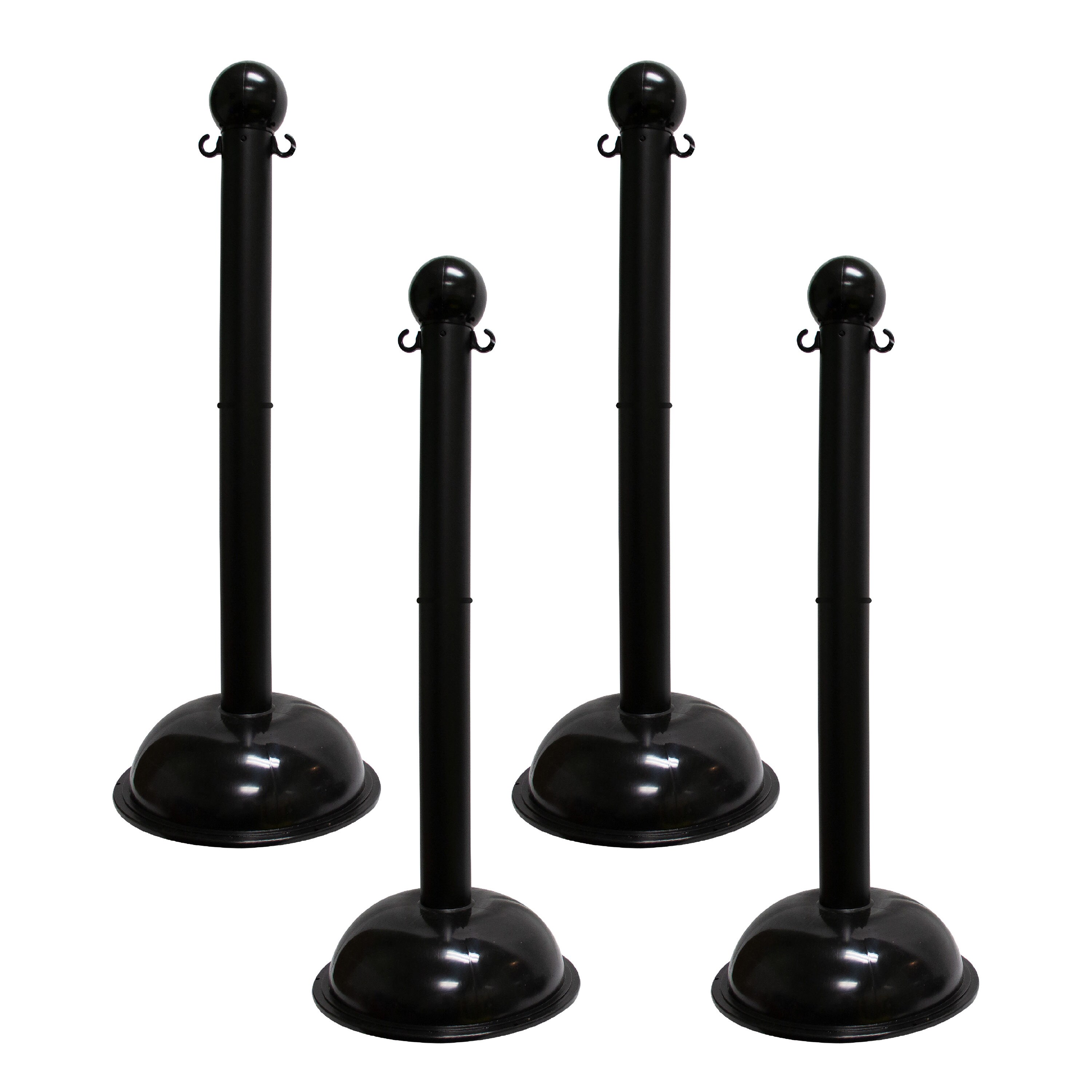 Mr. Chain 93603-4 Black Heavy Duty Stowable Stanchion (4-Pack)