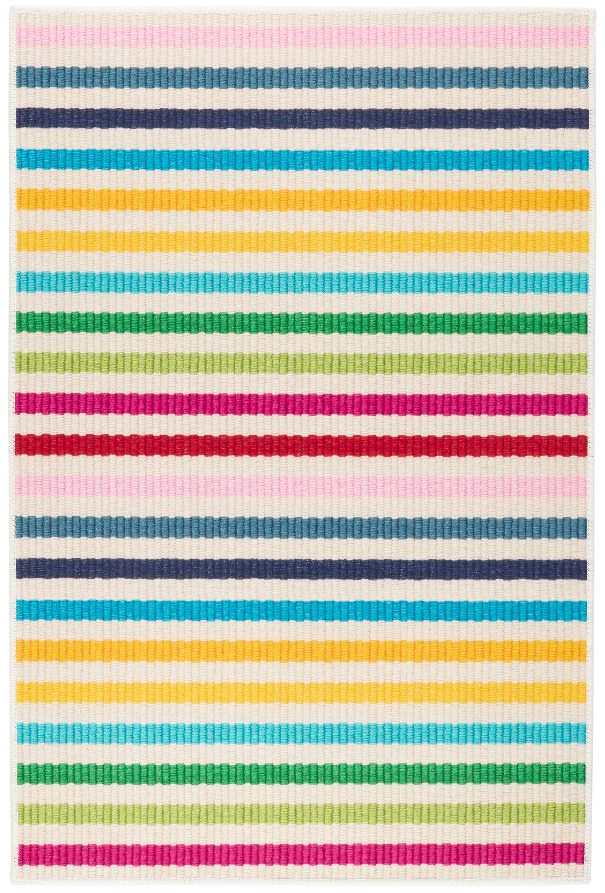 DASH & ALBERT DA2052-58 5 x 8 (ft) Polyester Multi Rectangular Indoor Stripe Coastal Machine washable Area rug