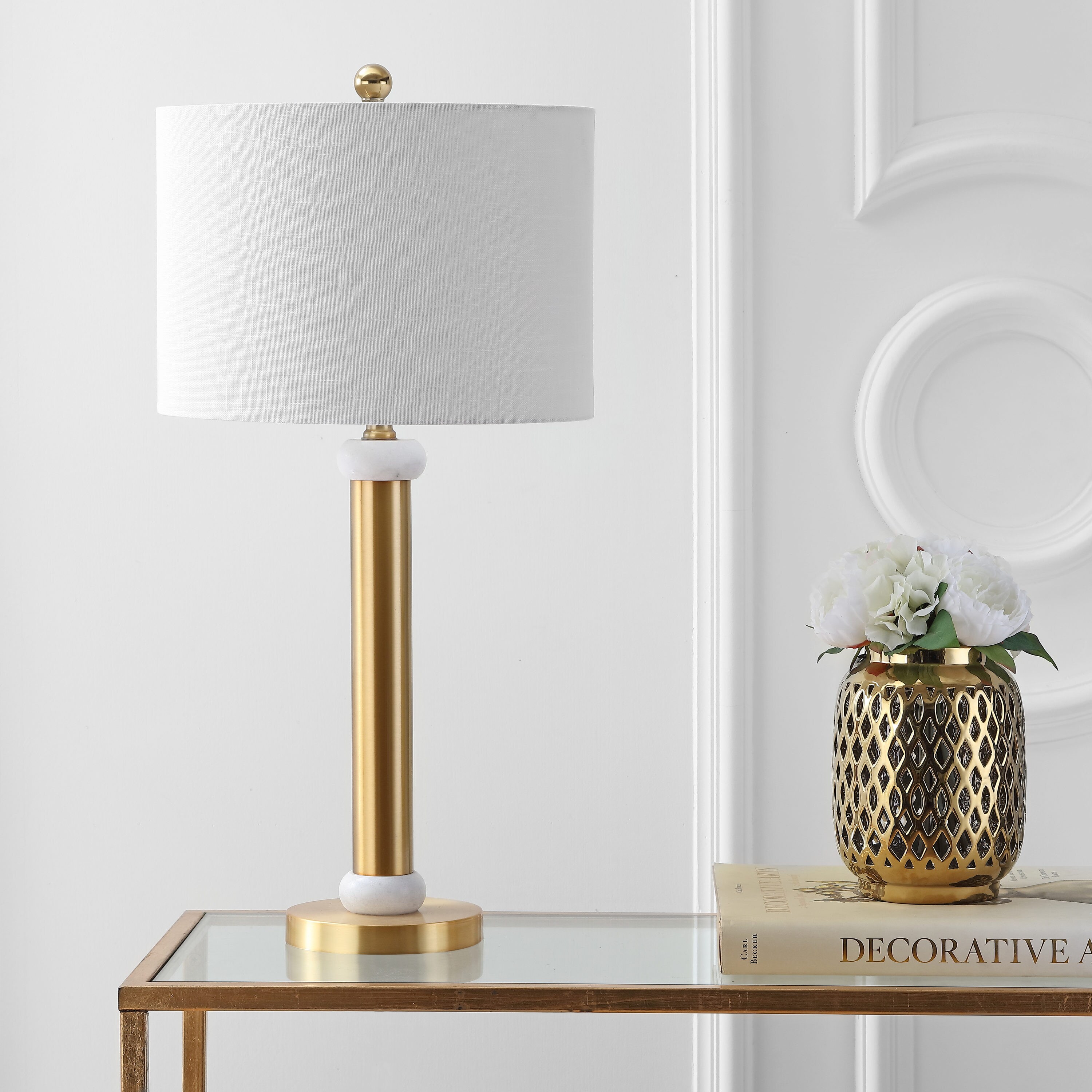 JONATHAN Y Transitional 27-in Brass Gold Rotary Socket Table Lamp with ...