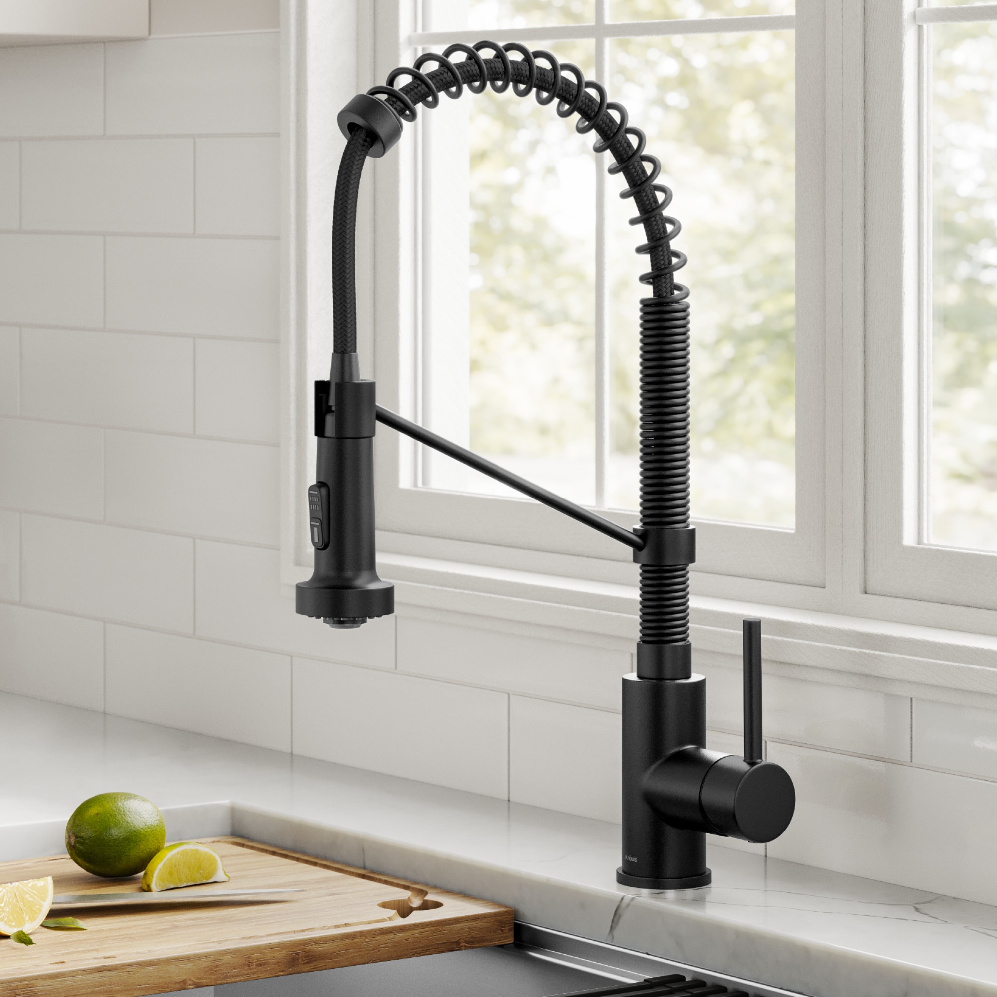 Kraus Bolden Matte Black Single Handle Pull-down Kitchen Faucet with ...