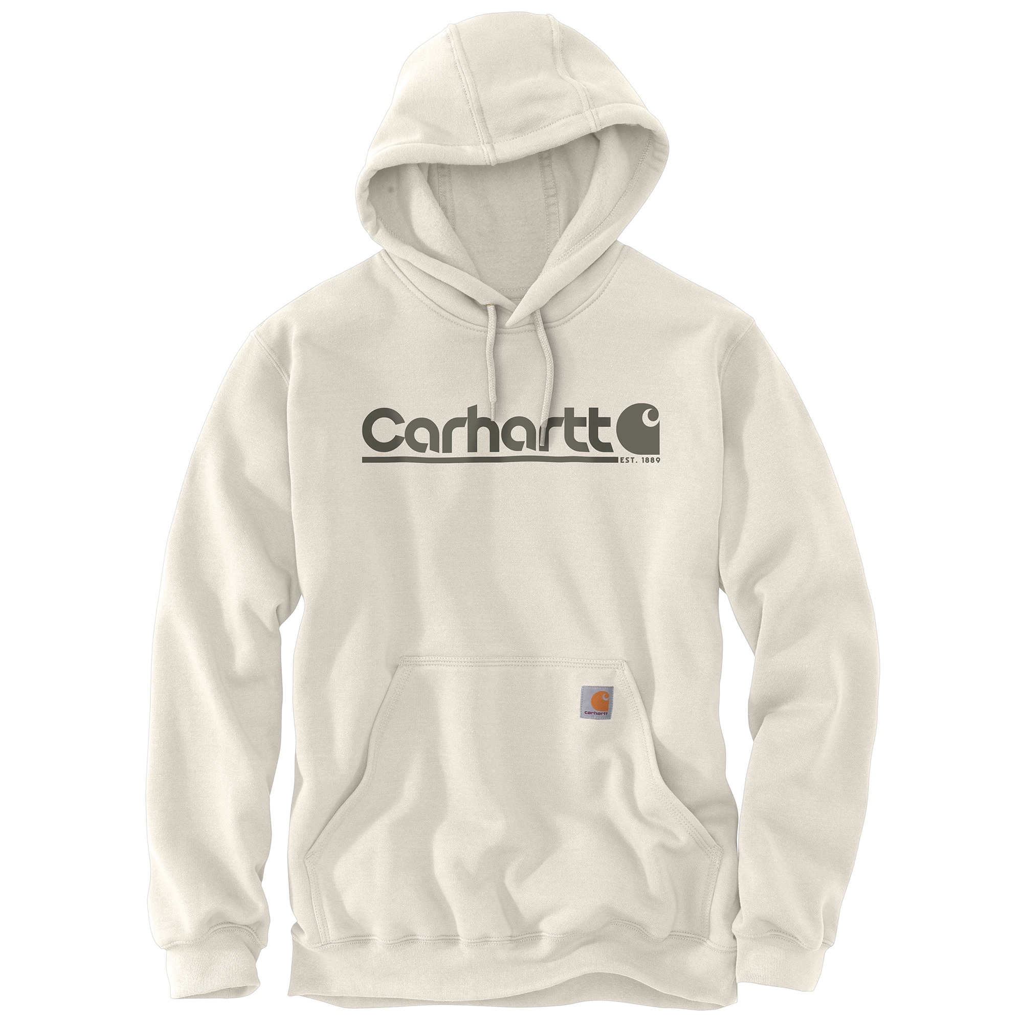 Carhartt Mens Off-white Fleece Long Sleeve Hoodie (Medium)