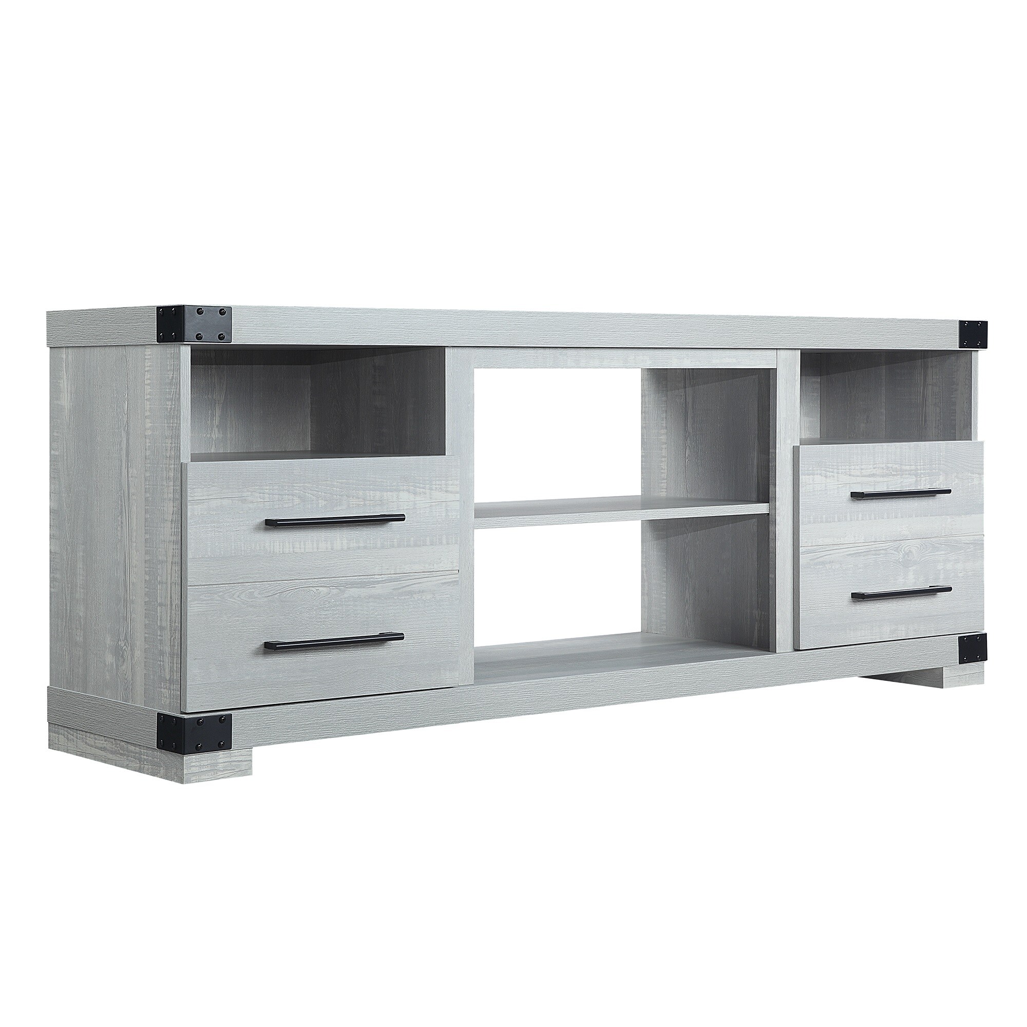 Gray Engineered Wood TV Stand with Drawers and Shelves