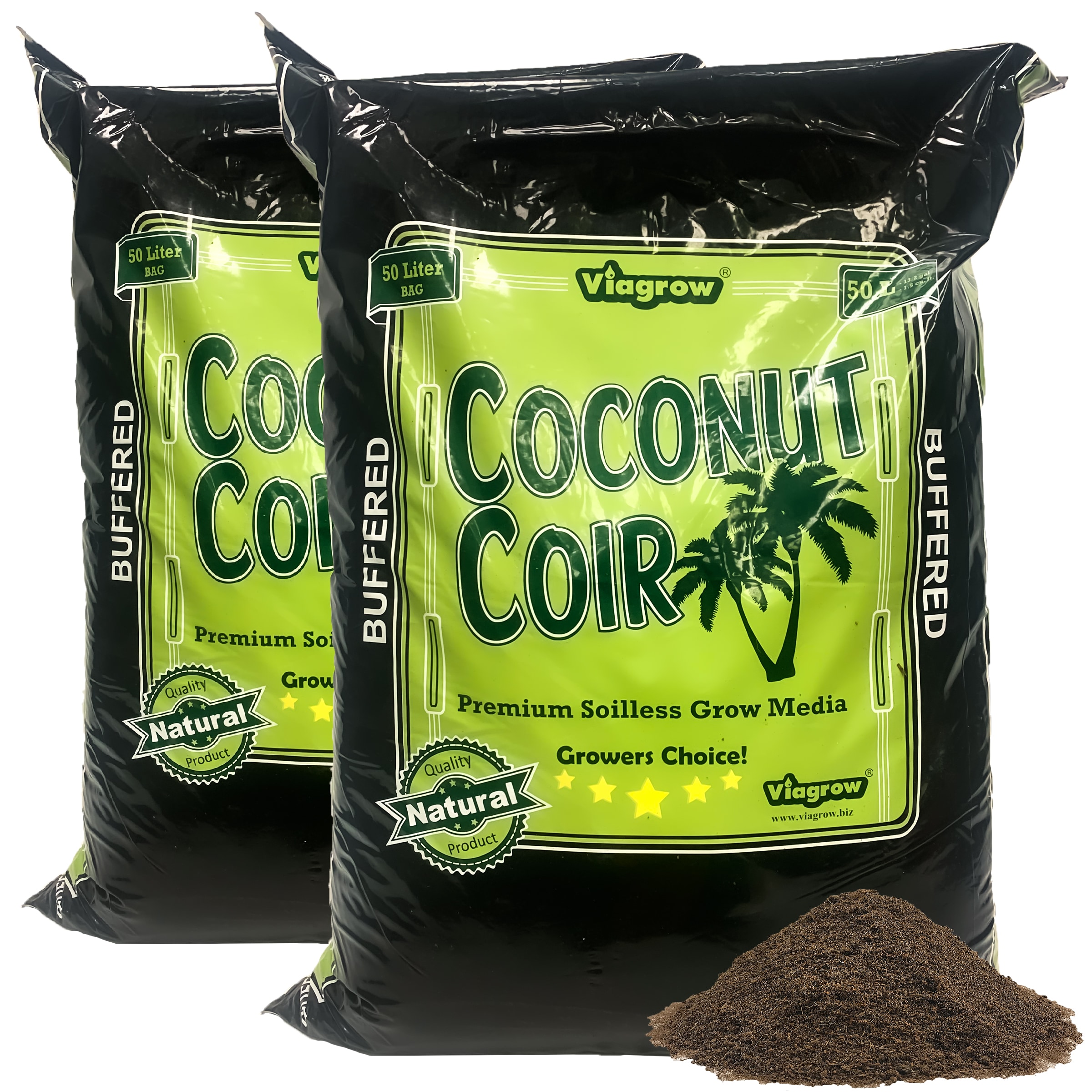 Viagrow VCCF50B-2 2-Pack Buffered Loose Media 1.5 cu.ft / 50 liters Organic Coconut coir Improves soil structure