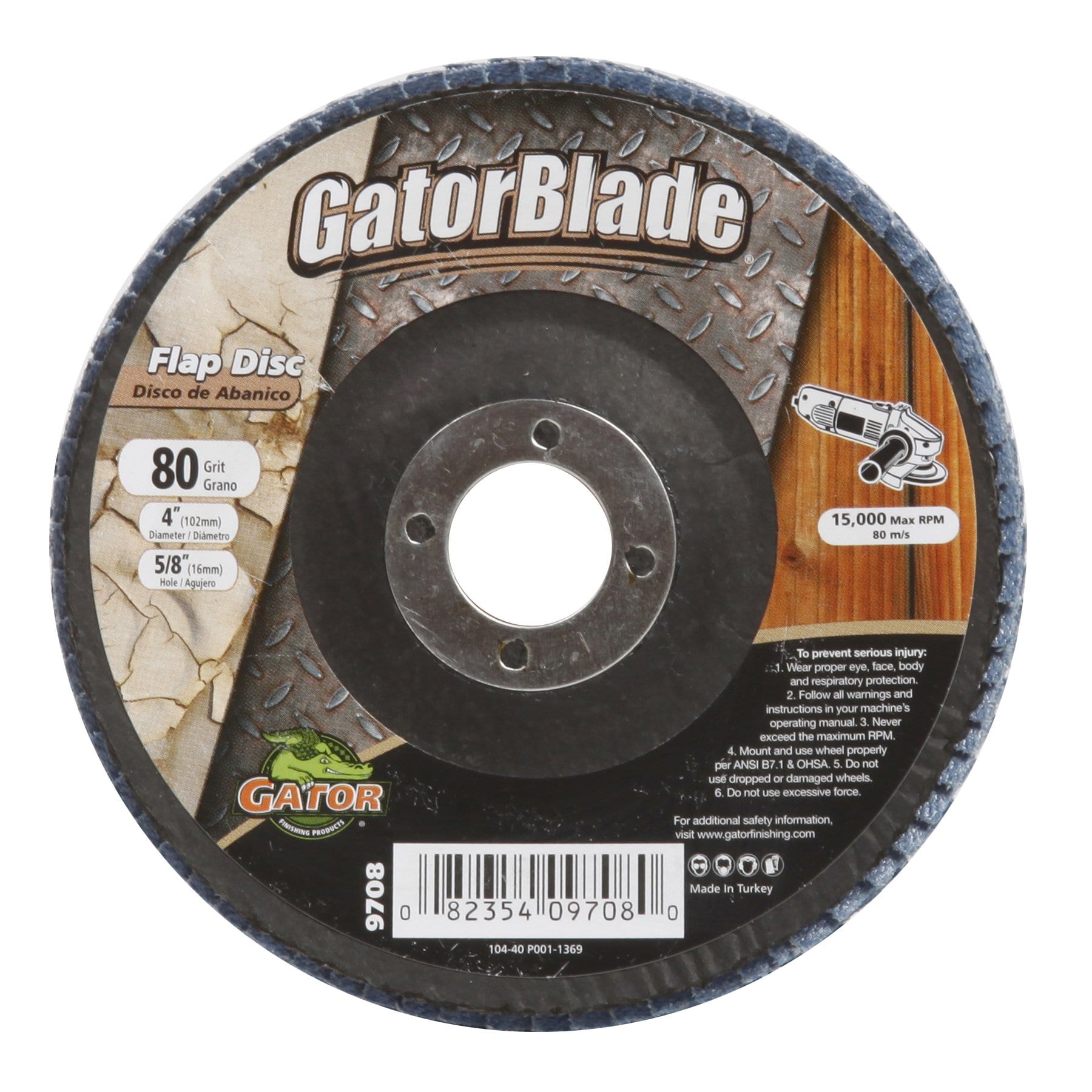 Gator  Finishing 9708 4 80 Grit Aluminum Oxide Flap Disc (Type 29 5/8 Arbor)