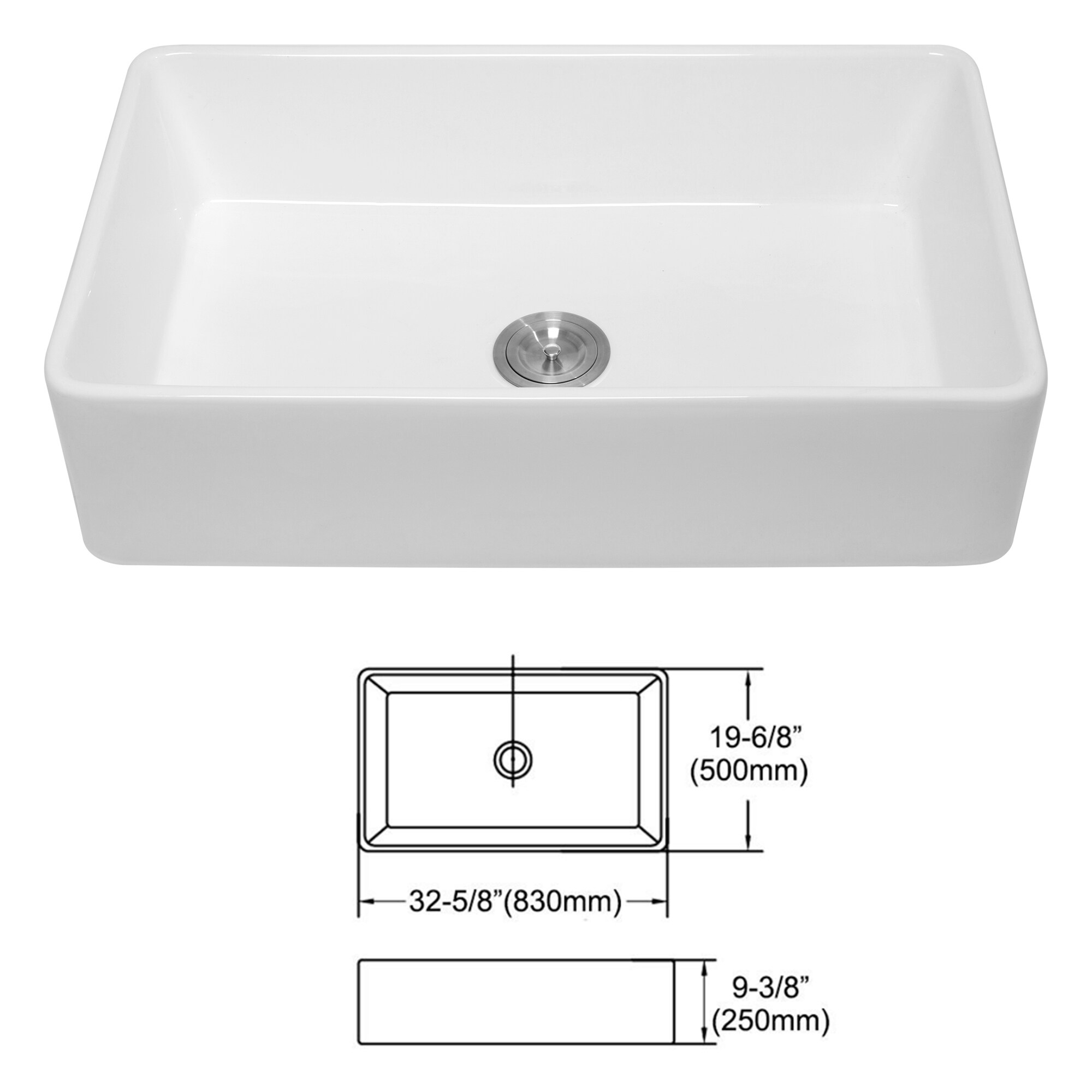 Lordear Farmhouse Apron Front 33-in x 20-in White Fireclay Single Bowl ...