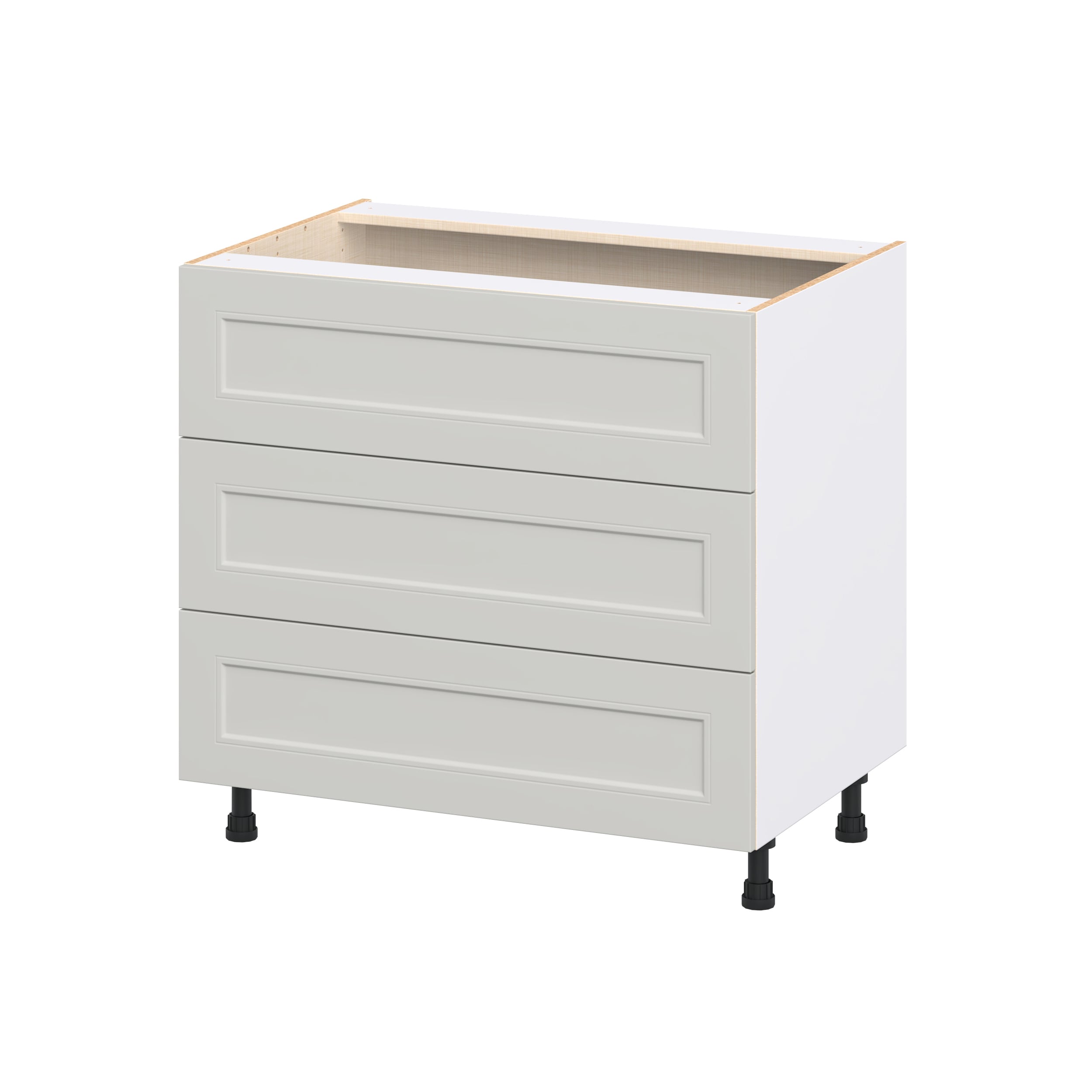 Hugo&Borg DSB3DA36-BE Belcourt 36-in W x 34.5-in H x 24.5-in D Painted Light Gray 3 -Drawers Drawer Base Fully assembled Cabinet Recessed Panel Shaker