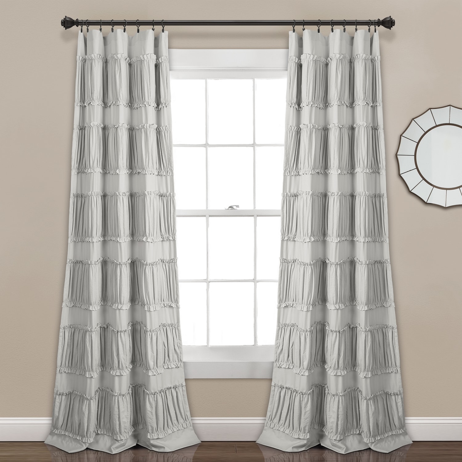Lush Decor 16T007775 95-Inches Gray Rod pocket Curtain panel pair