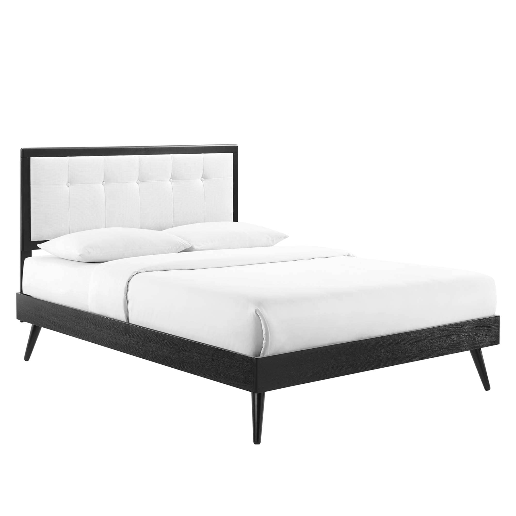 Modway - Willow Wood Full Platform Bed With Splayed Legs in Black White
