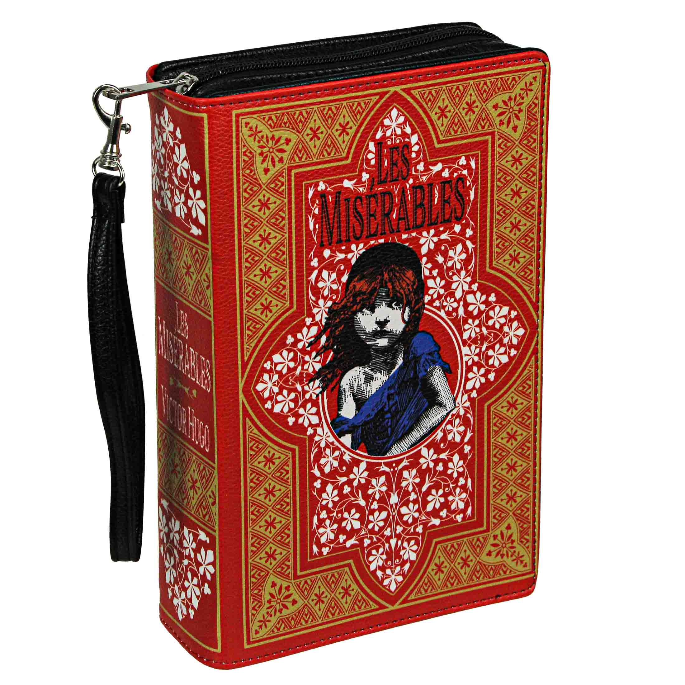 Things2Die4 CM-83443UB Red Vinyl Les Miserables Book Handbag Victor Hugo Novelty Clutch Purse Crossbody Bag