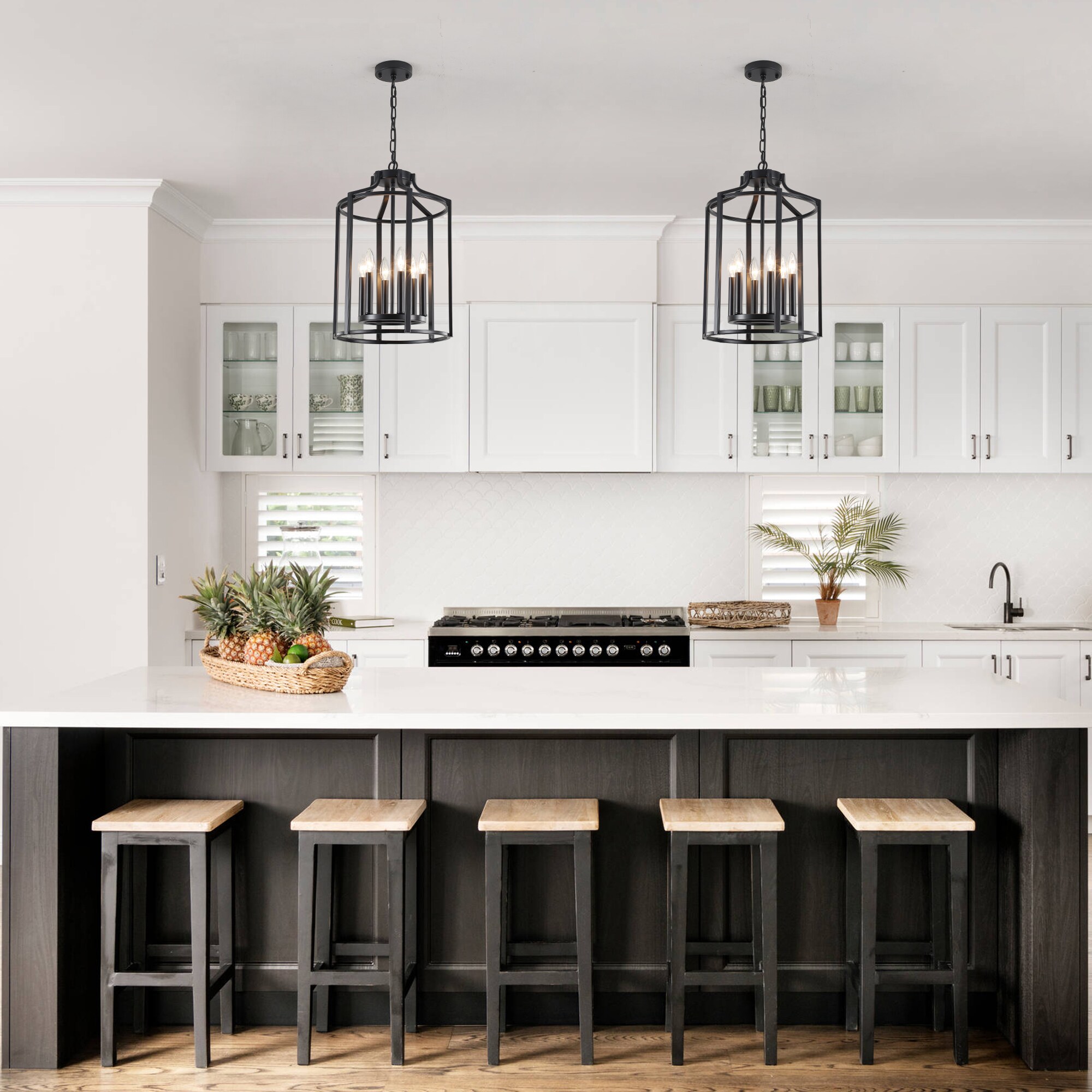 GZJunYo 6-Light Matte Black Industrial For Use in Bedrooms Dining