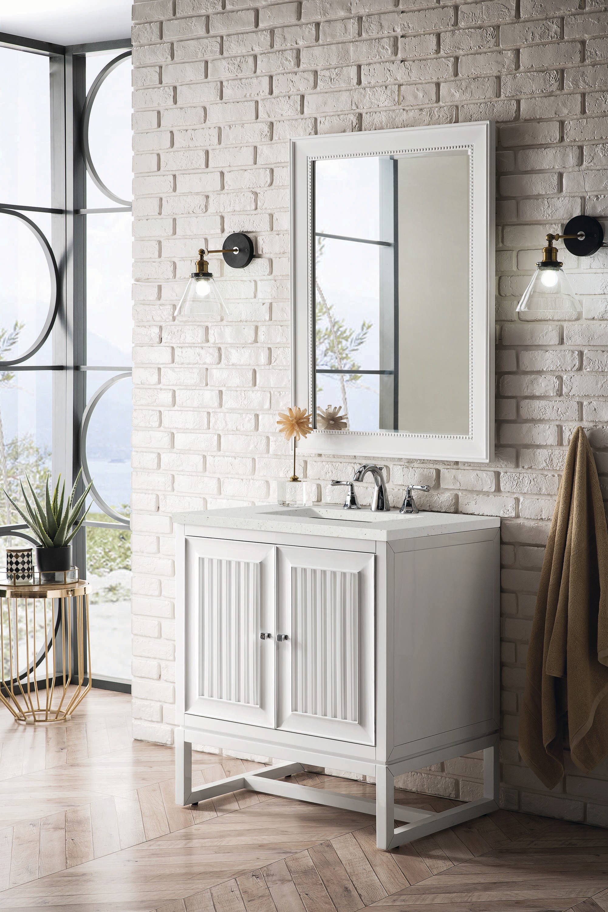 Athens 30" Glossy White Single Bathroom Vanity with Quartz Top