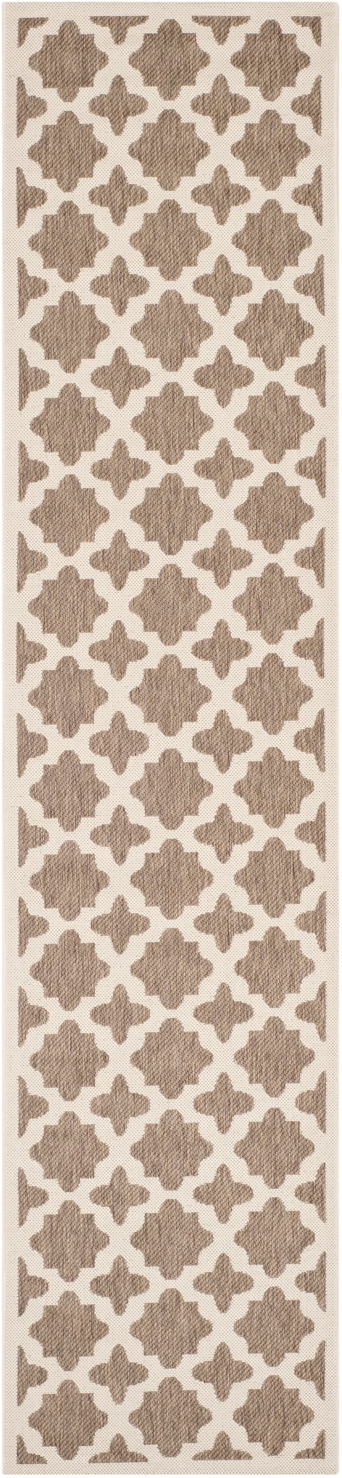 Safavieh CY6913-242-210 Courtyard Hawi 2 x 10 (ft) Loomed Polypropylene Brown/Bone Rectangular Indoor/Outdoor Geometric Coastal Runner rug