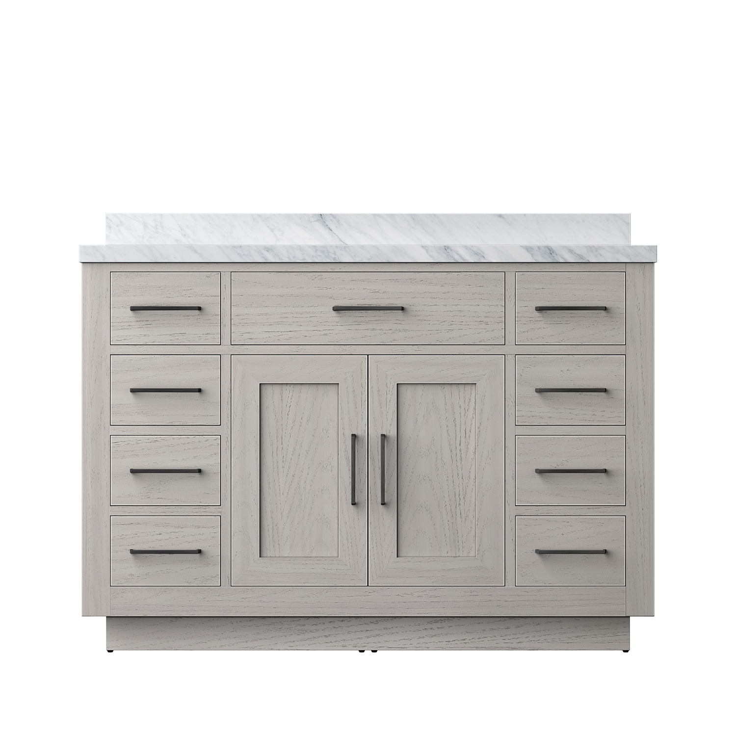Lexora LVGI48SM100 Gilroy 48-in White Oak Single Sink Bathroom Vanity with White Carrara Marble Top