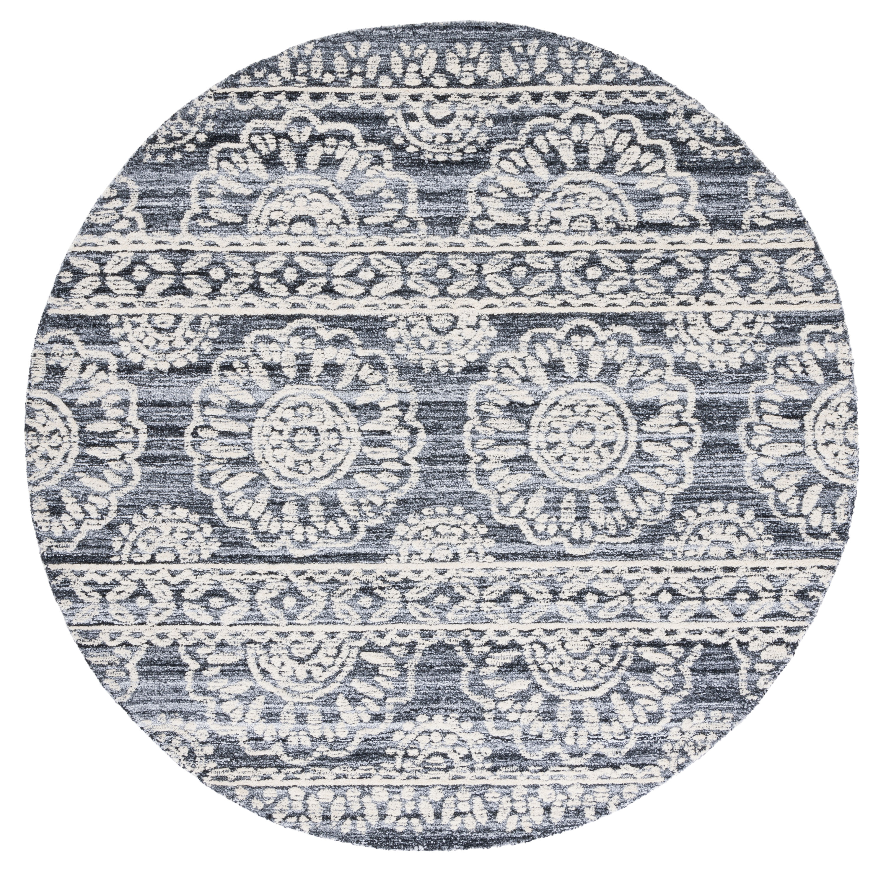 Safavieh MET910F-6R Metro Hayam 6 x 6 (ft) Tufted Polypropylene Gray/Ivory Round Indoor Distressed/Overdyed Farmhouse/Cottage Area rug