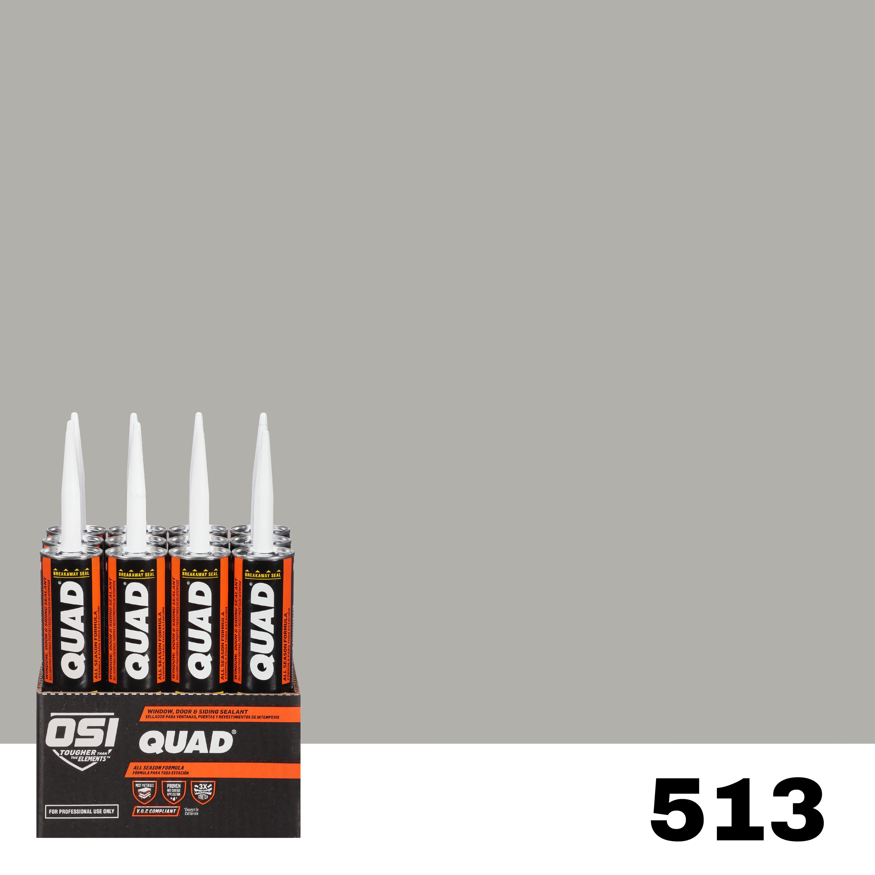 OSI 1636986 Quad 12 -Pack 10-oz Window door Gray 513 Paintable Solvent Caulk