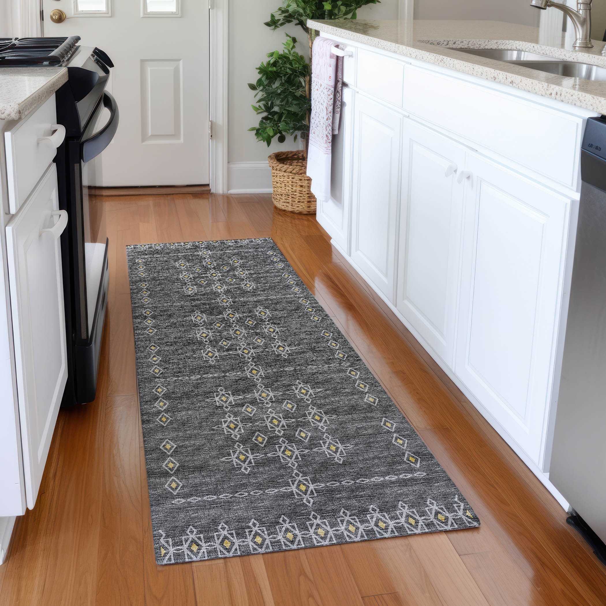 Addison Rugs AMF109GR2X8 Mayfield AMF109GR 2 x 7 (ft) Loomed Polyester Gray Rectangular Indoor Abstract Machine washable Runner rug