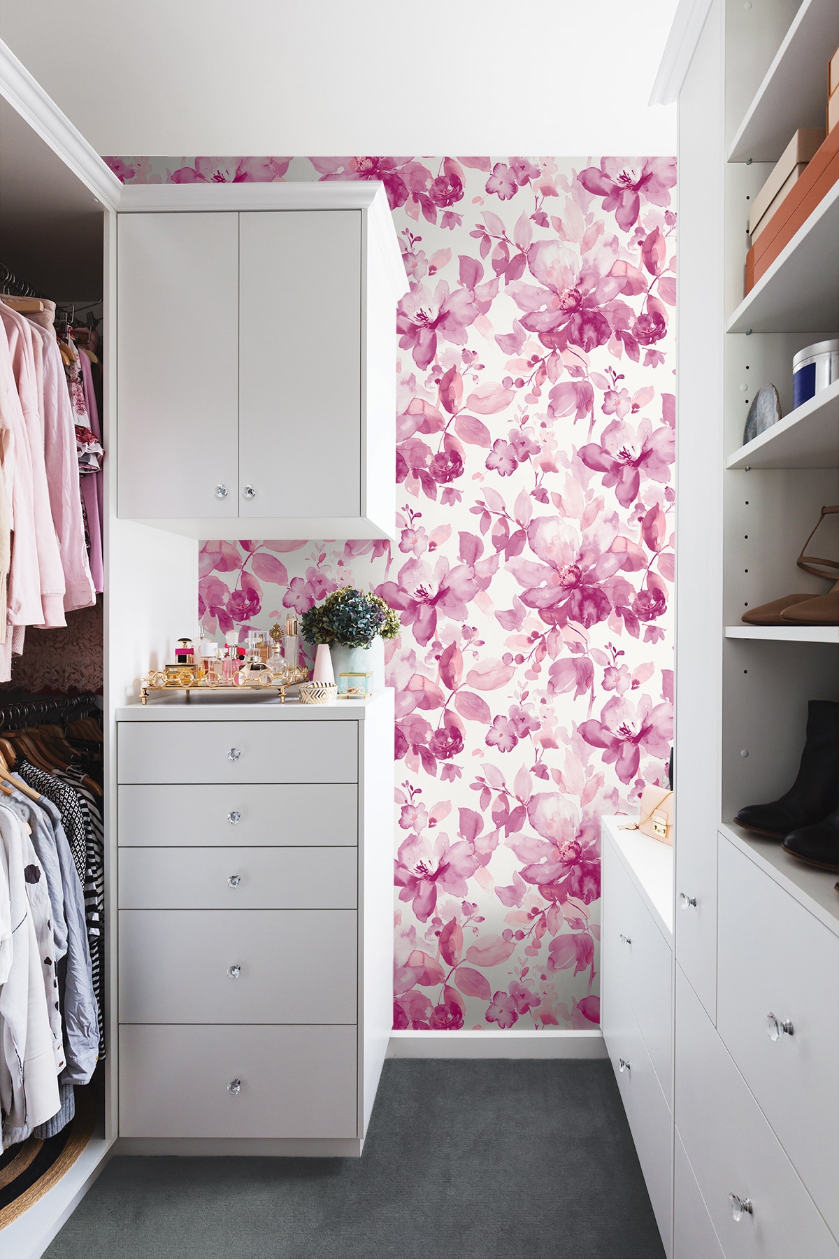 Pink Floral Watercolor Self-Adhesive Vinyl Wallpaper