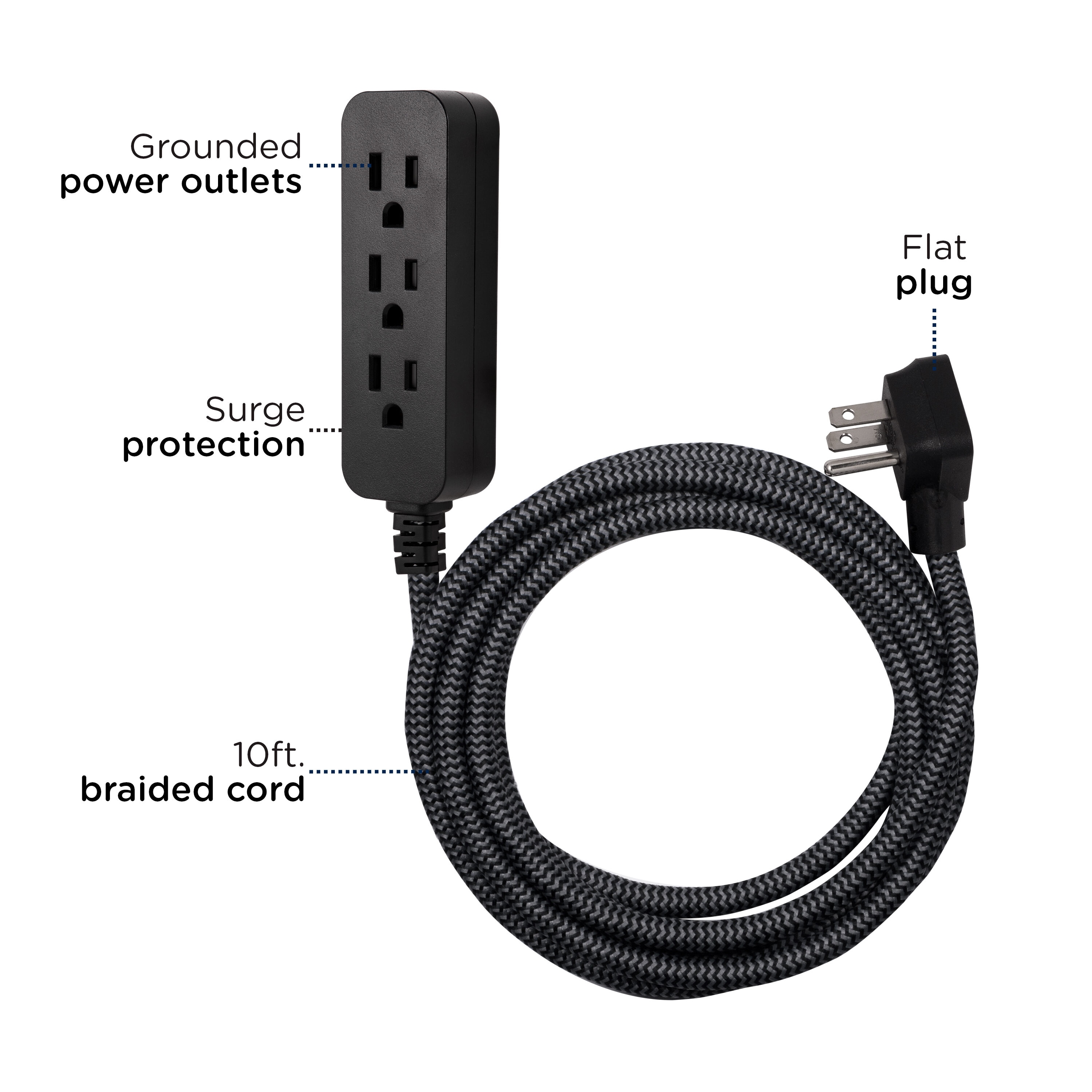 (1) Jasco 6 outlet Power Strip 4 ft. Power cord, Flat plug Chevron Color  New!