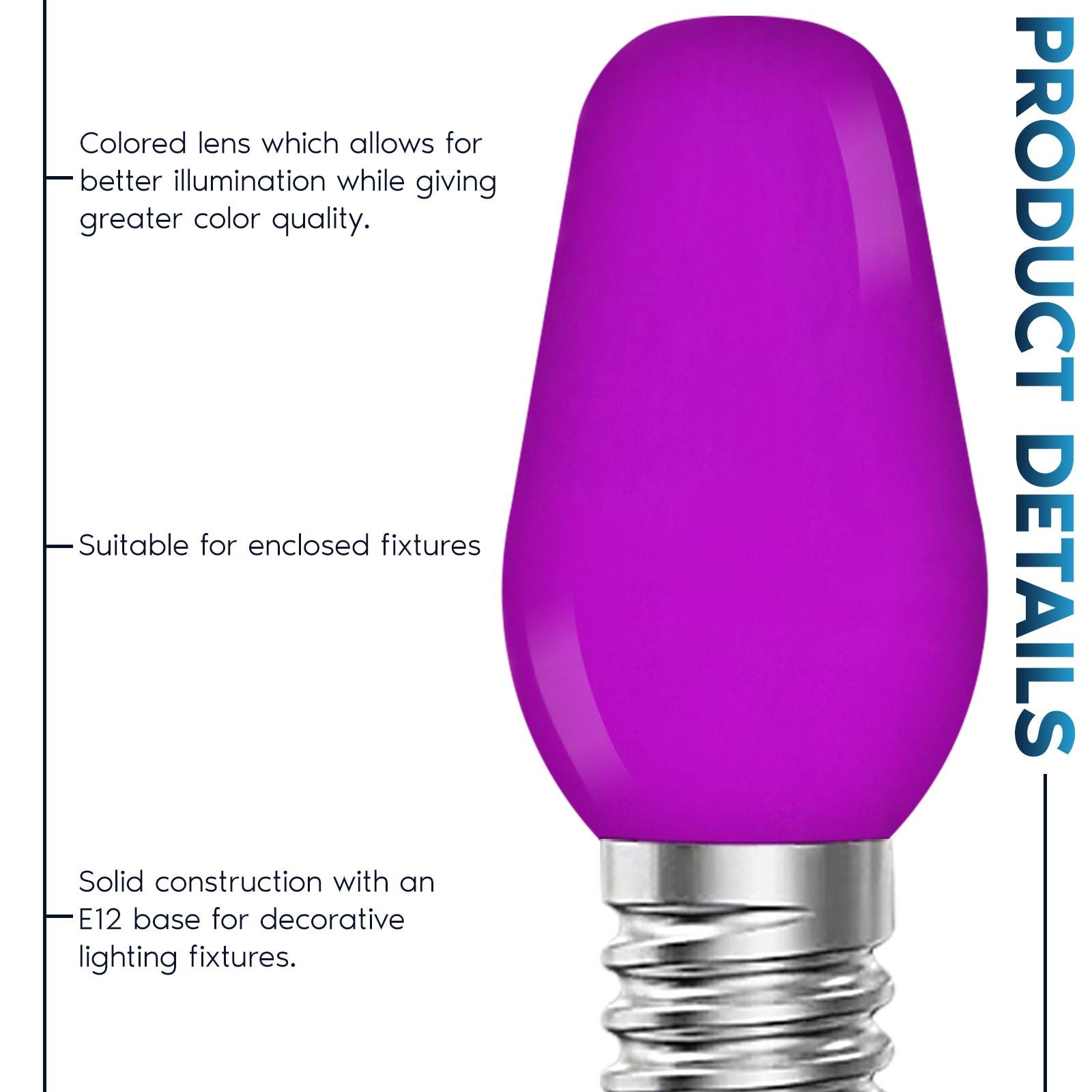 Luxrite 10-Watt EQ C7 Purple Candelabra Base (E-12) LED Light Bulb (6-Pack)  in the Decorative Light Bulbs department at