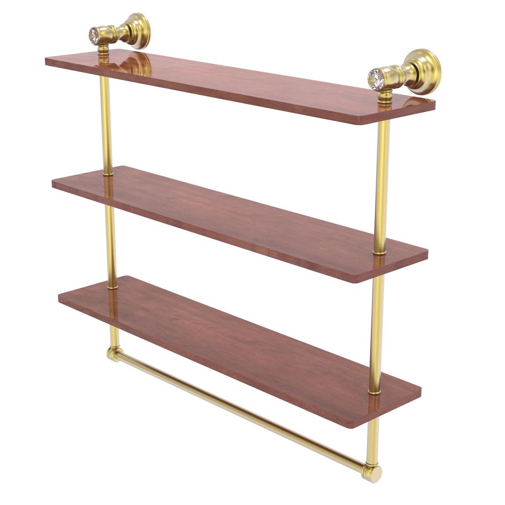 Allied Brass CC-5-22-TB-IRW-SBR Carolina Crystal Satin Brass 3 -Tier Wall mount Bathroom Shelf ( 22-in x 19.7-in x 5-in )
