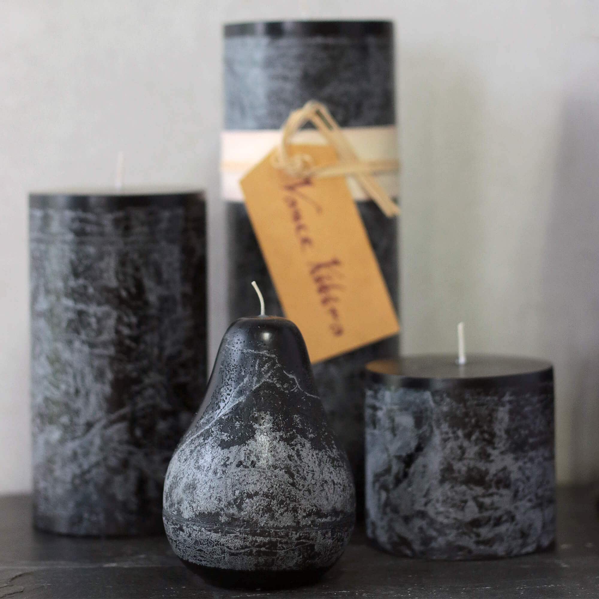 4.25" Distressed Black Eco-Friendly Pillar Candle