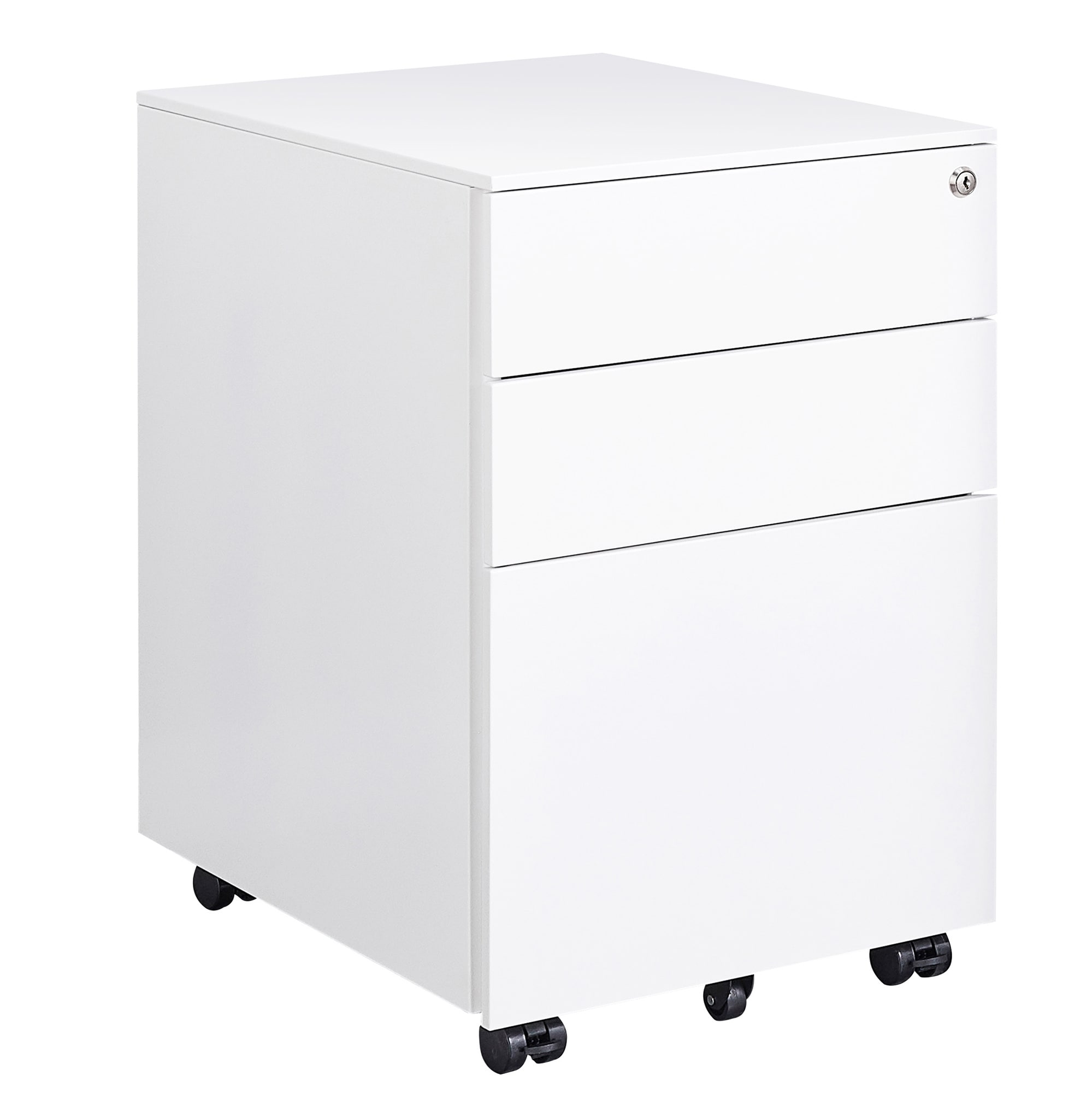 Sumyeg WF-HW60291BK-LA 3 Drawer Mobile File Cabinet with Lock White 3 -Drawer 15.35-in File Cabinet