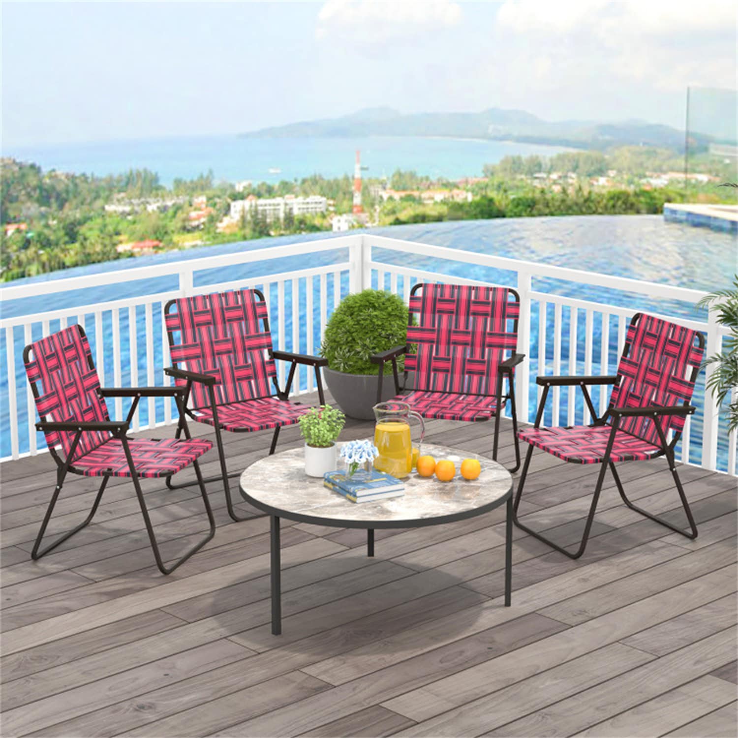 BABOOM BOM-642RE-4-CO Red Folding Beach chair