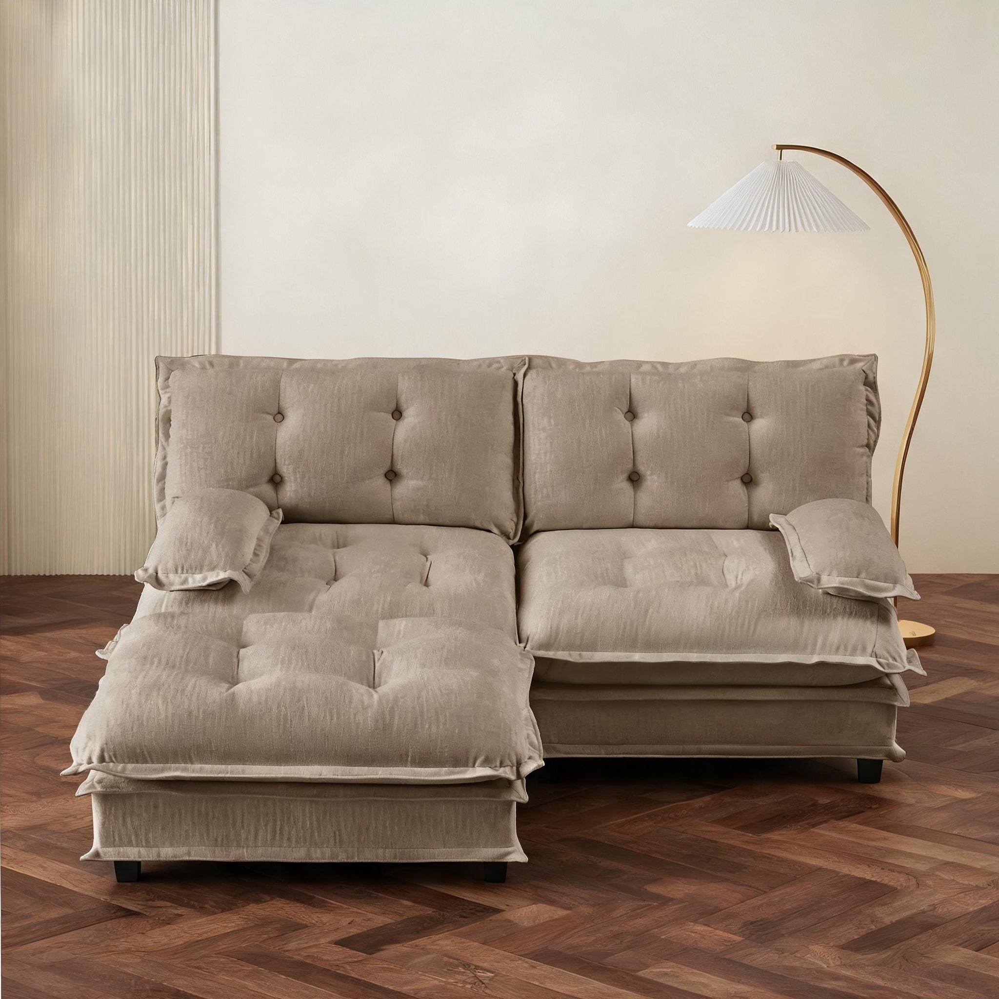 Naturefalls 77-Inch Modular L-Shape Chenille Sectional Sofa with Removable Armrests and Ottoman for Living Room