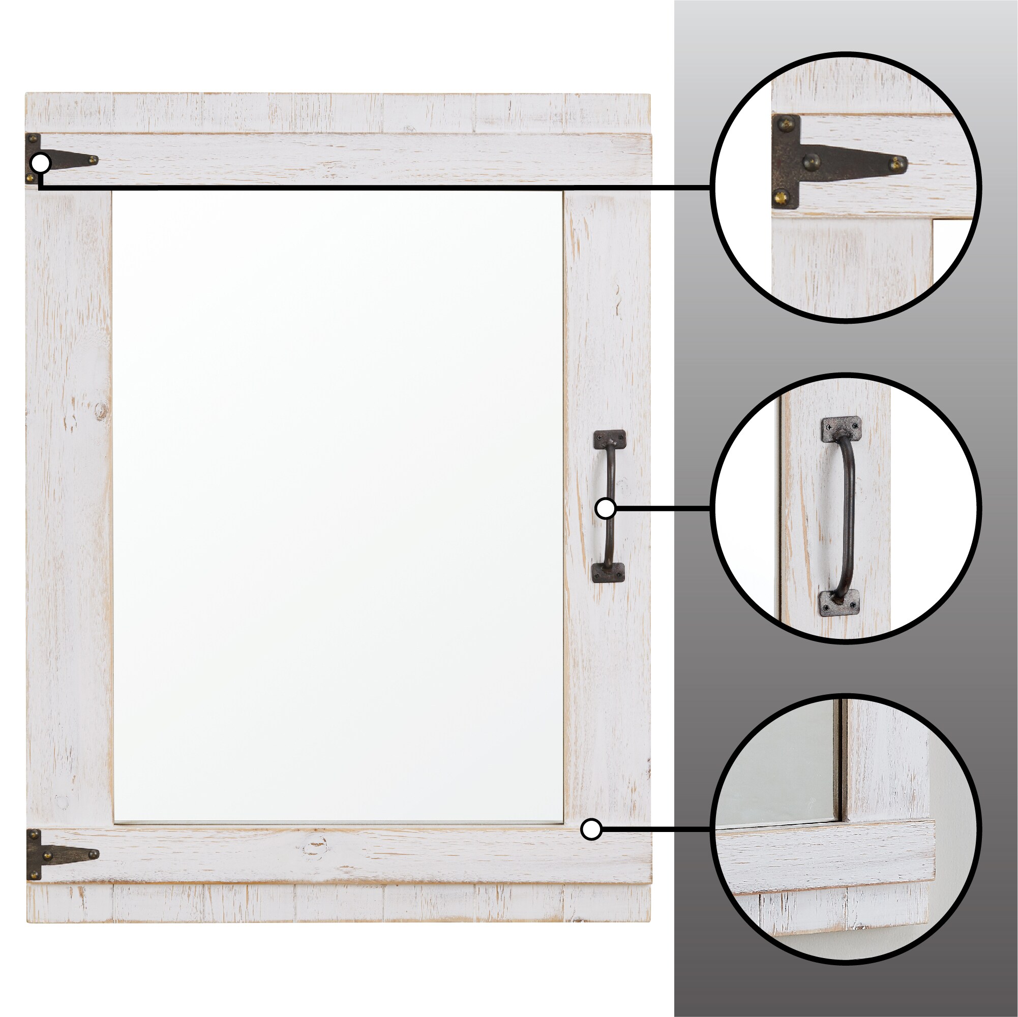 FirsTime FirsTime and Co 24-in W x 32-in H Rustic White Framed Wall Mirror  in the Mirrors department at