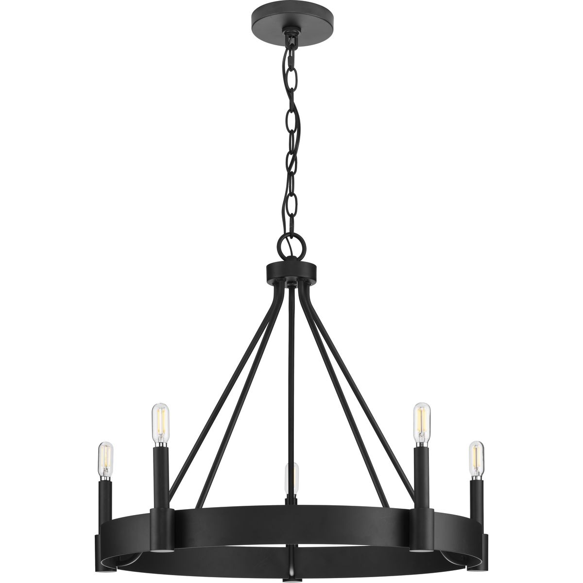 Matte Black Modern Candle 5-Light Chandelier