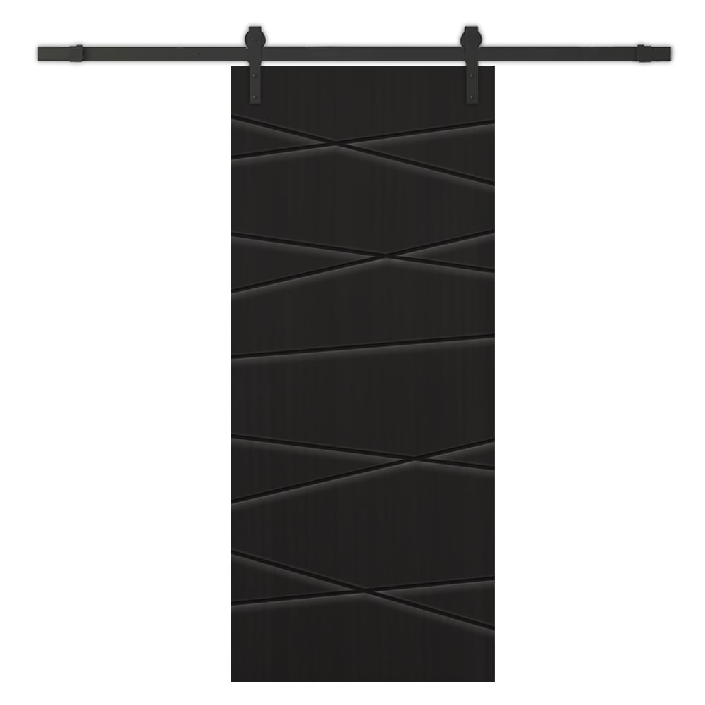 CALHOME SMK96+CNC-223-96X42D 42-in x 96-in Black Non-standard MDF Hollow core Single Barn Door (Hardware Included)