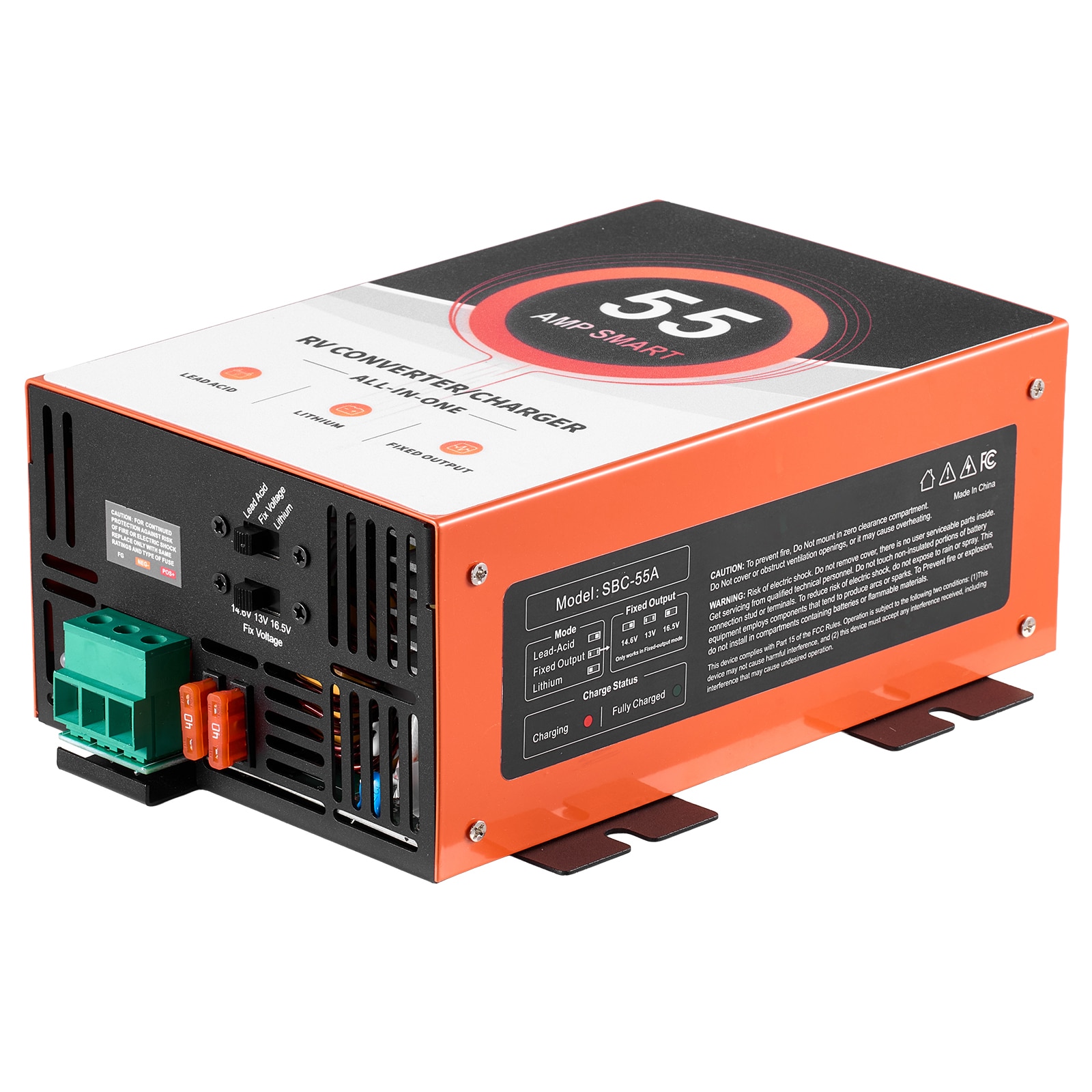 GIVIMO 55-A RV Power Converter - 120V AC to 12V DC Battery Charger with Multi-Stage Smart Charging - Selectable 13.0V 14.6V and 16.5V Fixed Output - 798-W Max Output Power - Lithium and Lead Acid Compatible - for Camper and Travel Trailer
